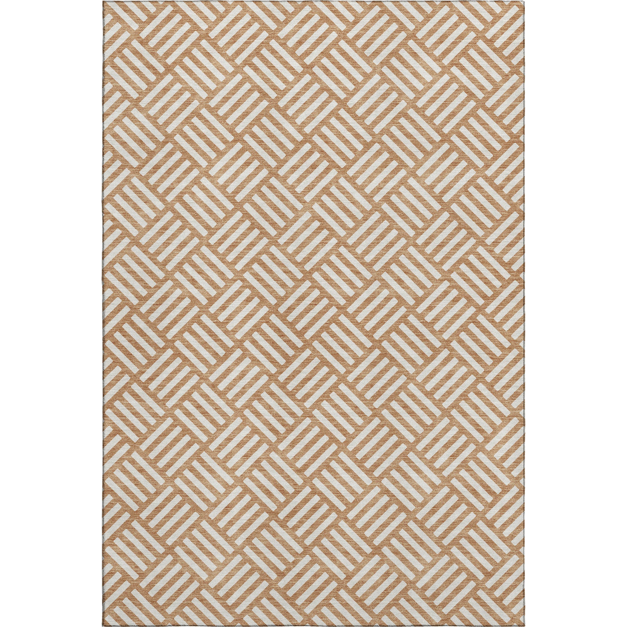 Luxury Washable Indoor/Outdoor Geometric TR3 Copper Orange Rug 2'6" x 3'10" #shape_Rectangle