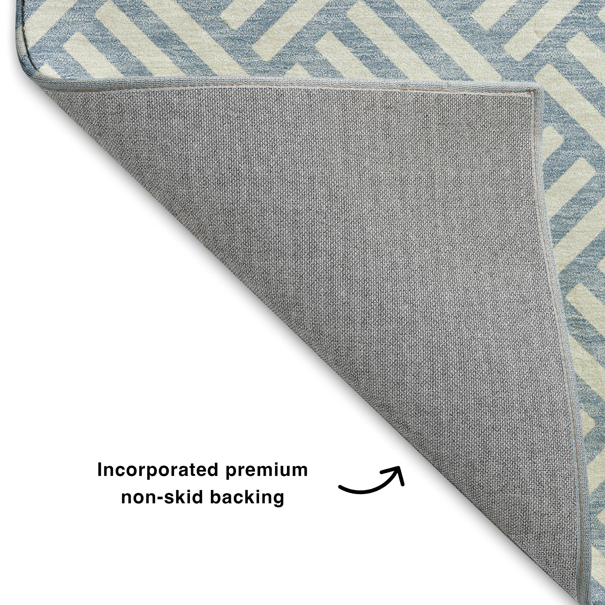 Luxury Washable Indoor/Outdoor Geometric TR3 Denim Blue Rug 1'8" x 2'6" #shape_Rectangle