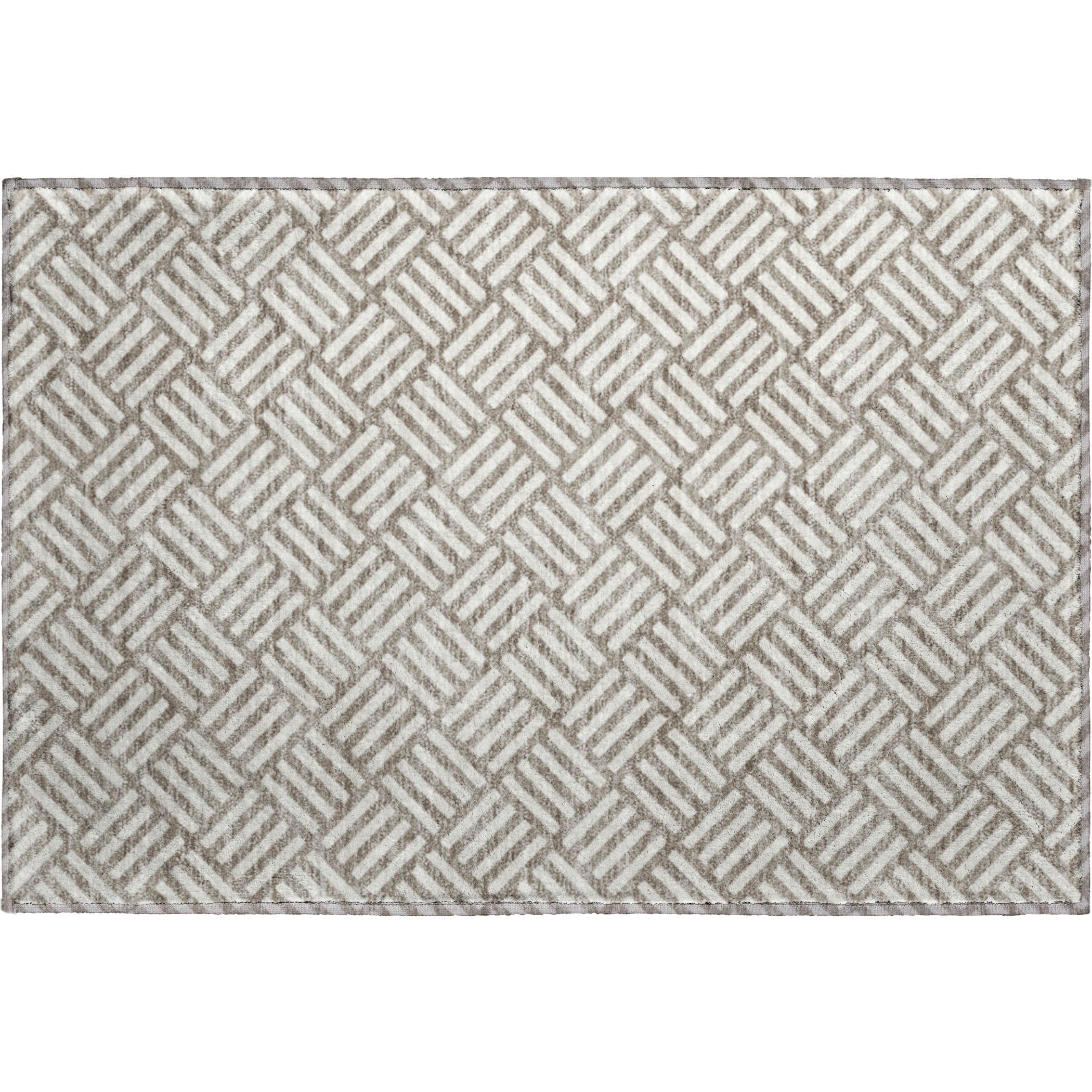 Luxury Washable Indoor/Outdoor Geometric TR3 Taupe Brown Rug 1'8" x 2'6" #shape_Rectangle