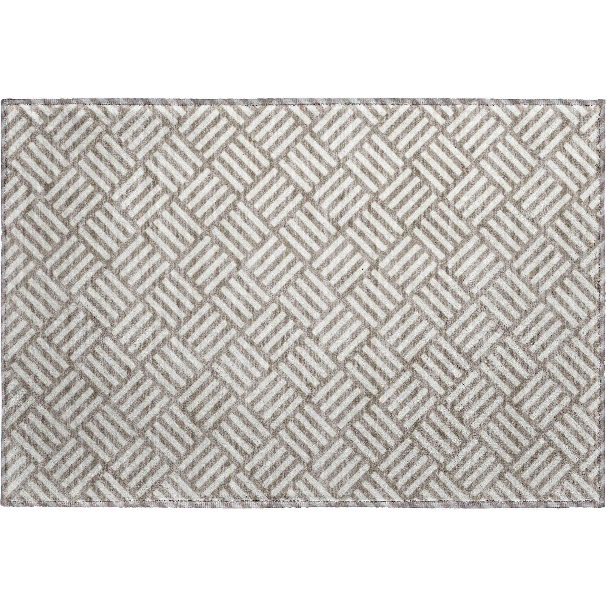 Luxury Washable Indoor/Outdoor Geometric TR3 Taupe Brown Rug 1'8" x 2'6" #shape_Rectangle