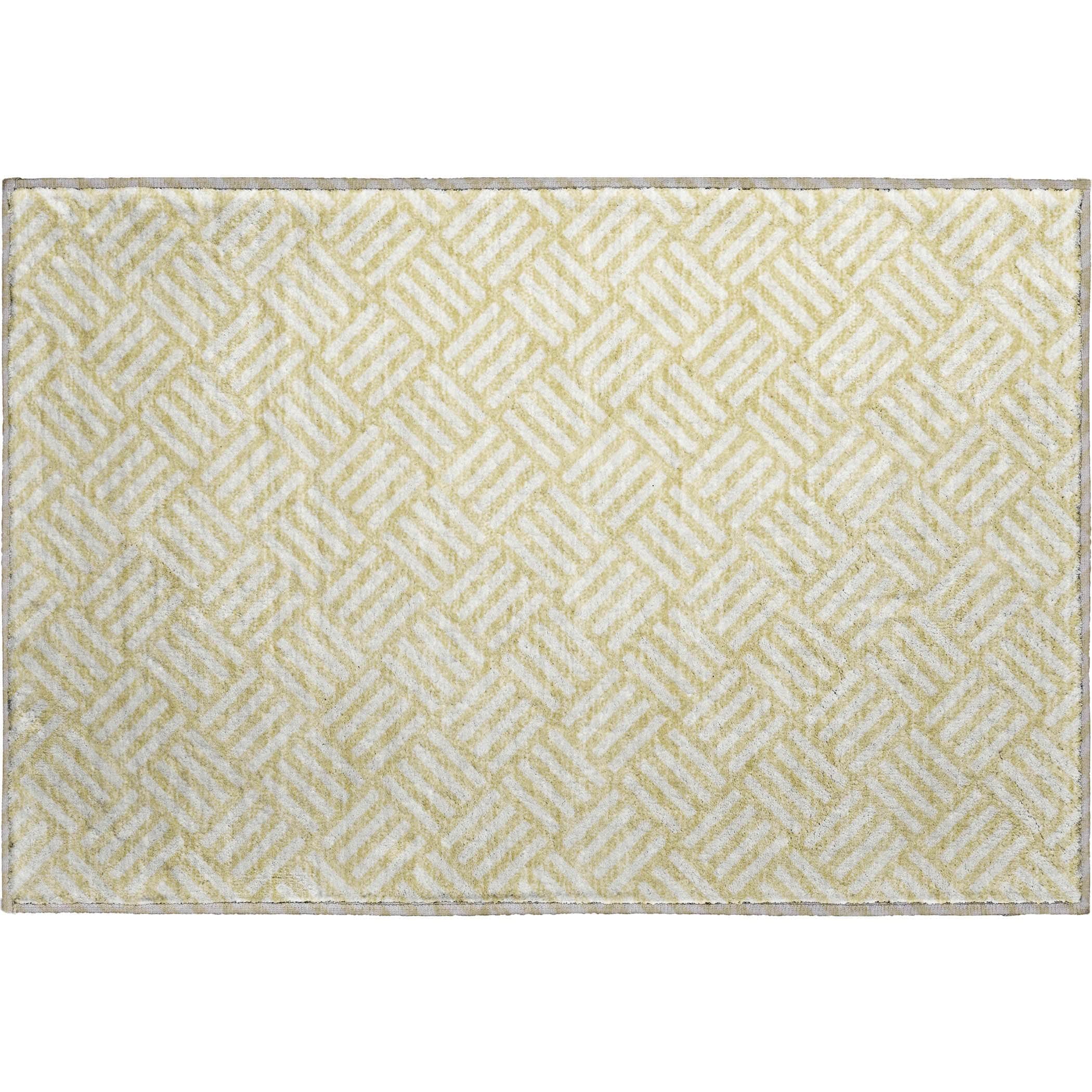 Luxury Washable Indoor/Outdoor Geometric TR3 Wheat Gold Rug 1'8" x 2'6" #shape_Rectangle