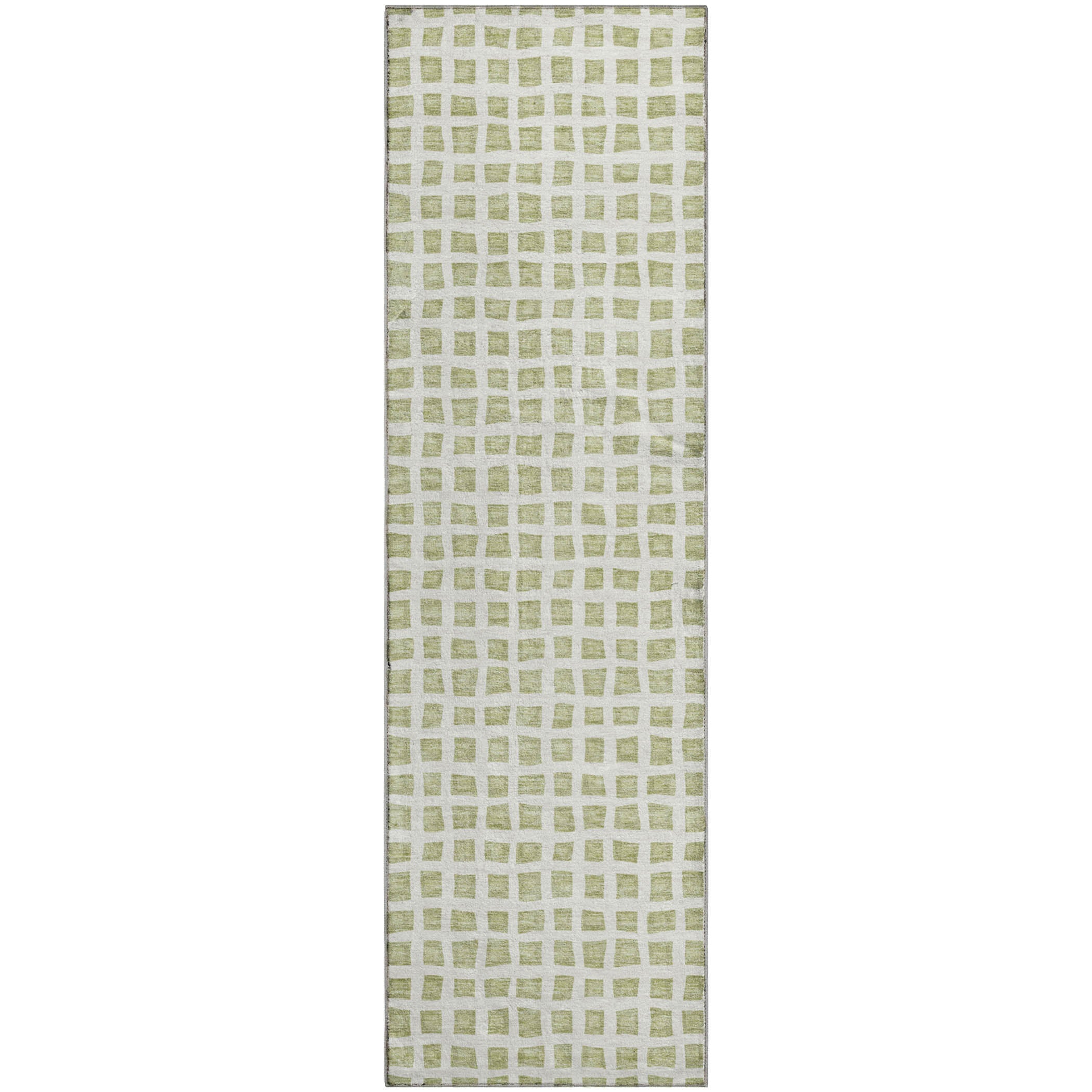 Luxury Washable Indoor/Outdoor Geometric TR4 Aloe Green Rug 2'3" x 7'6" #shape_Runner