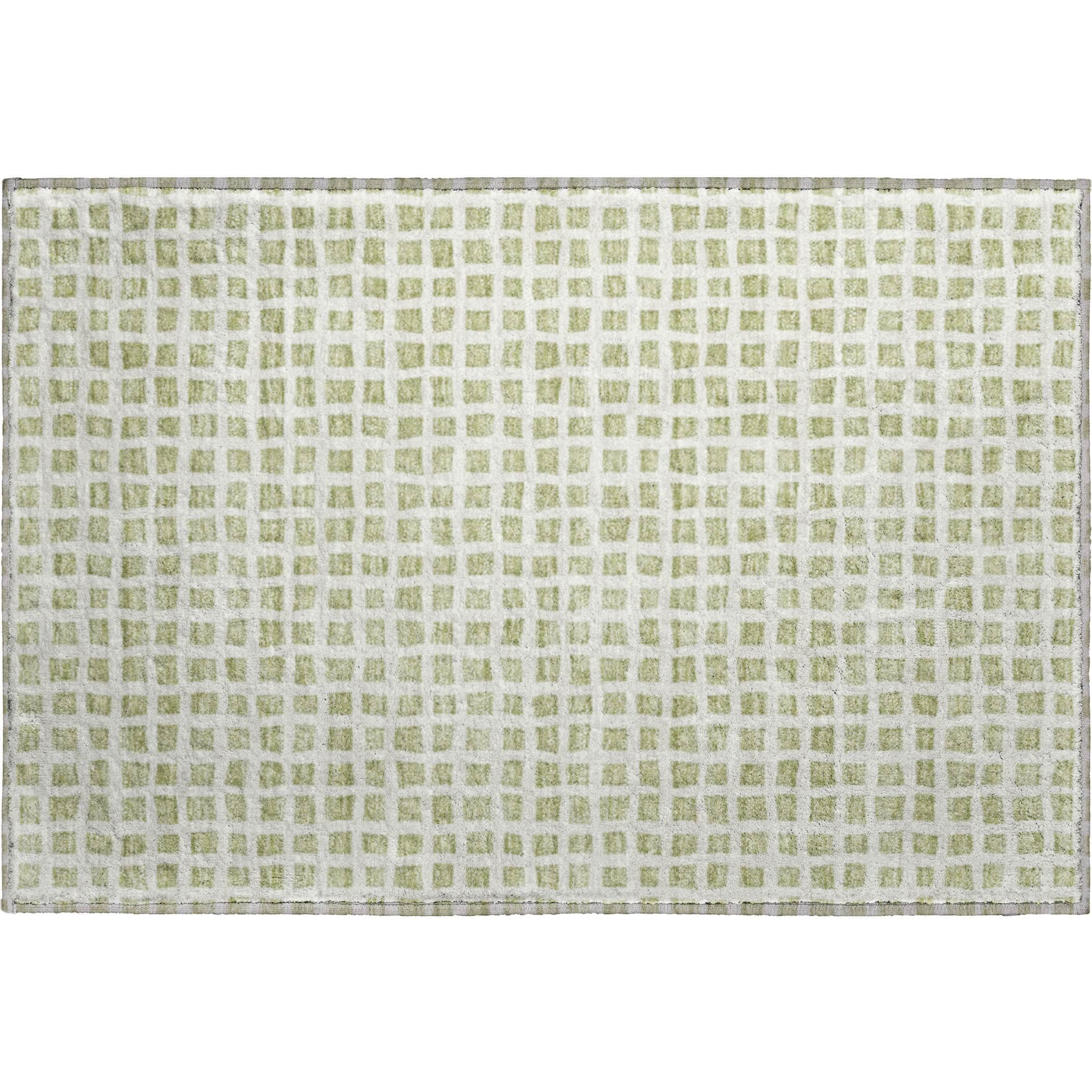 Luxury Washable Indoor/Outdoor Geometric TR4 Aloe Green Rug 1'8" x 2'6" #shape_Rectangle