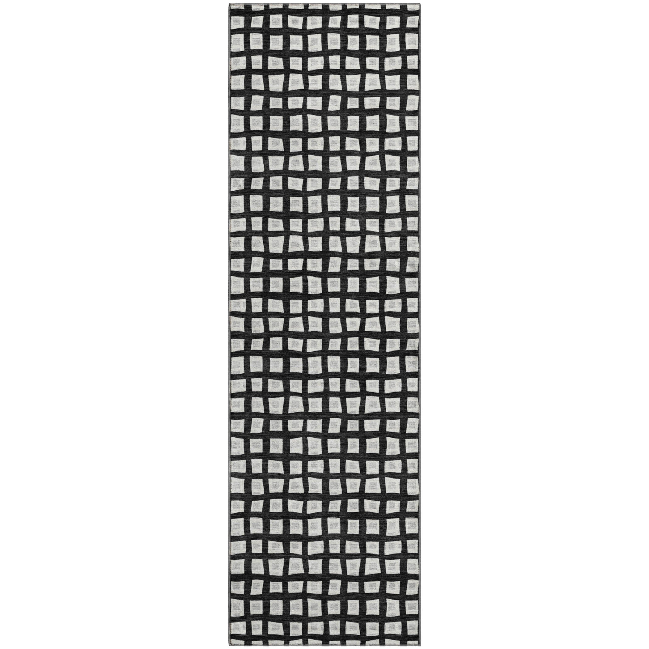 Luxury Washable Indoor/Outdoor Geometric TR4 Black Rug 2'3" x 7'6" #shape_Runner