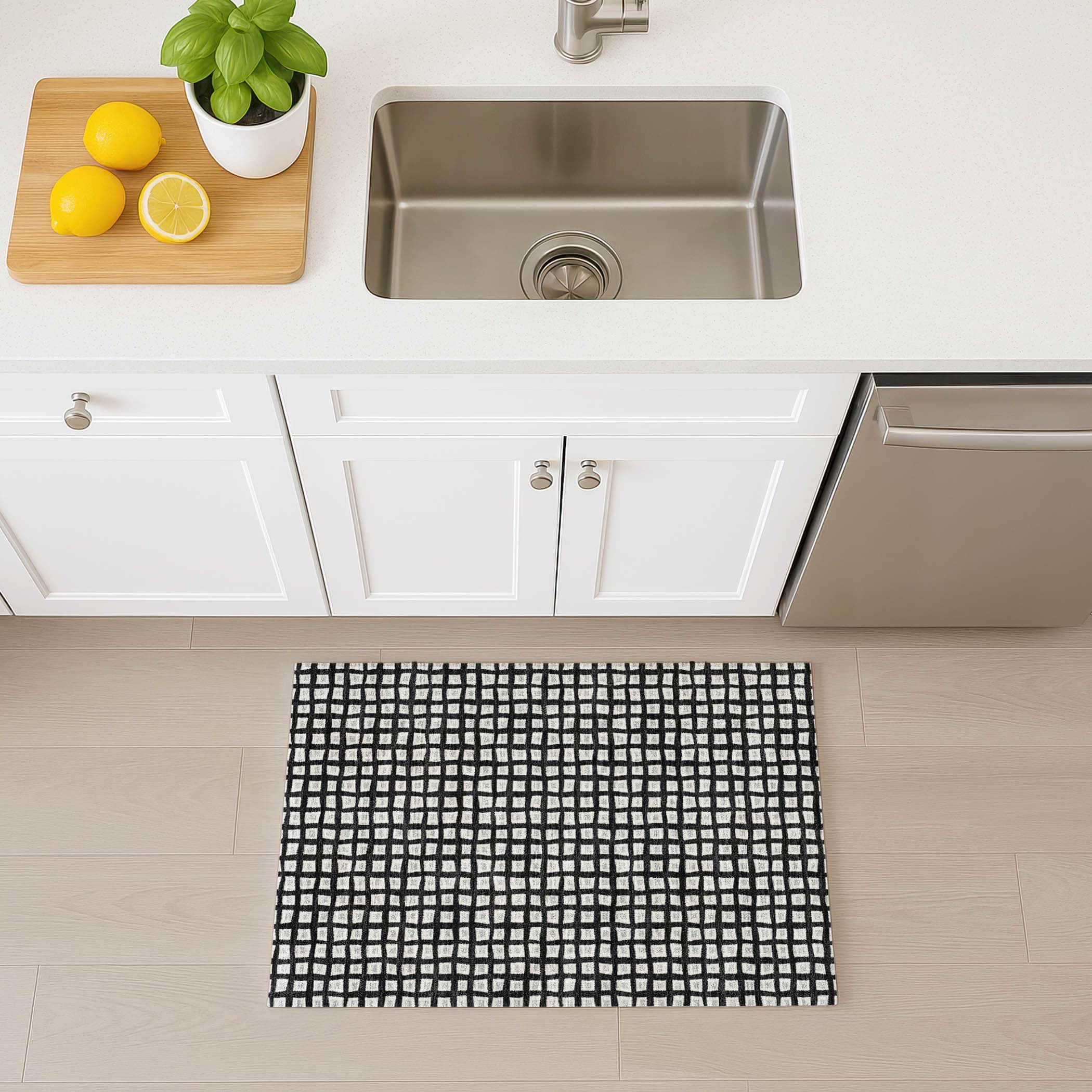 Luxury Washable Indoor/Outdoor Geometric TR4 Black Rug 1'8" x 2'6" #shape_Rectangle