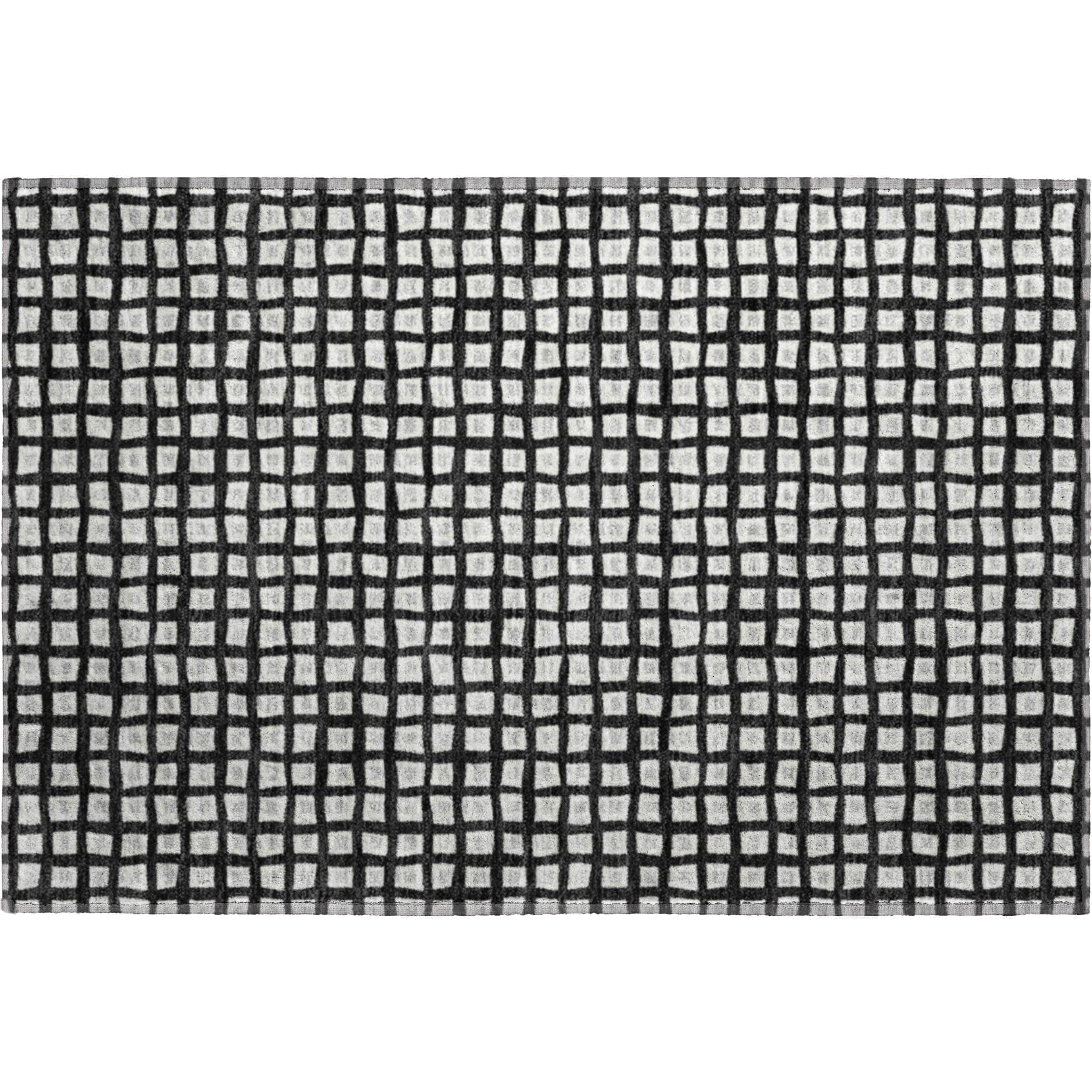 Luxury Washable Indoor/Outdoor Geometric TR4 Black Rug 1'8" x 2'6" #shape_Rectangle