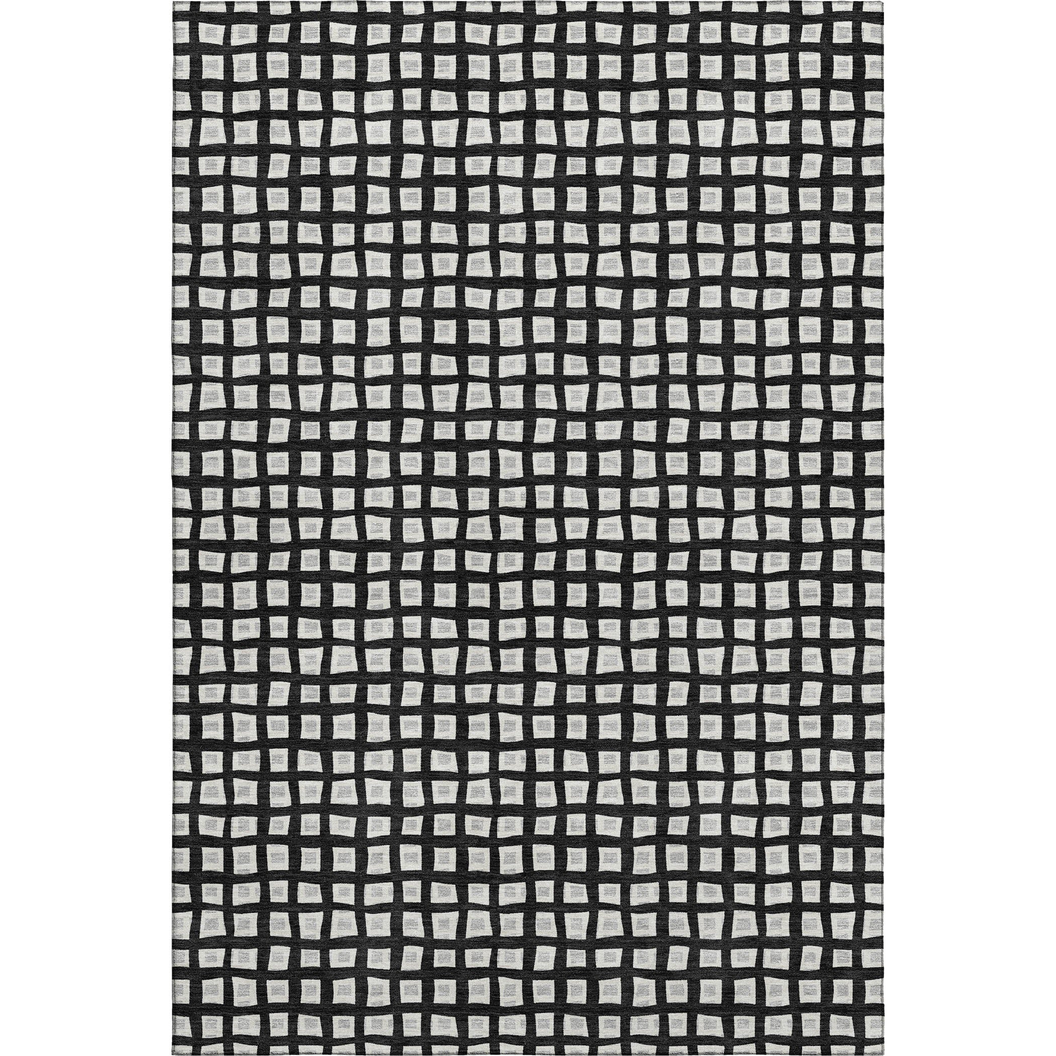 Luxury Washable Indoor/Outdoor Geometric TR4 Black Rug 2'6" x 3'10" #shape_Rectangle