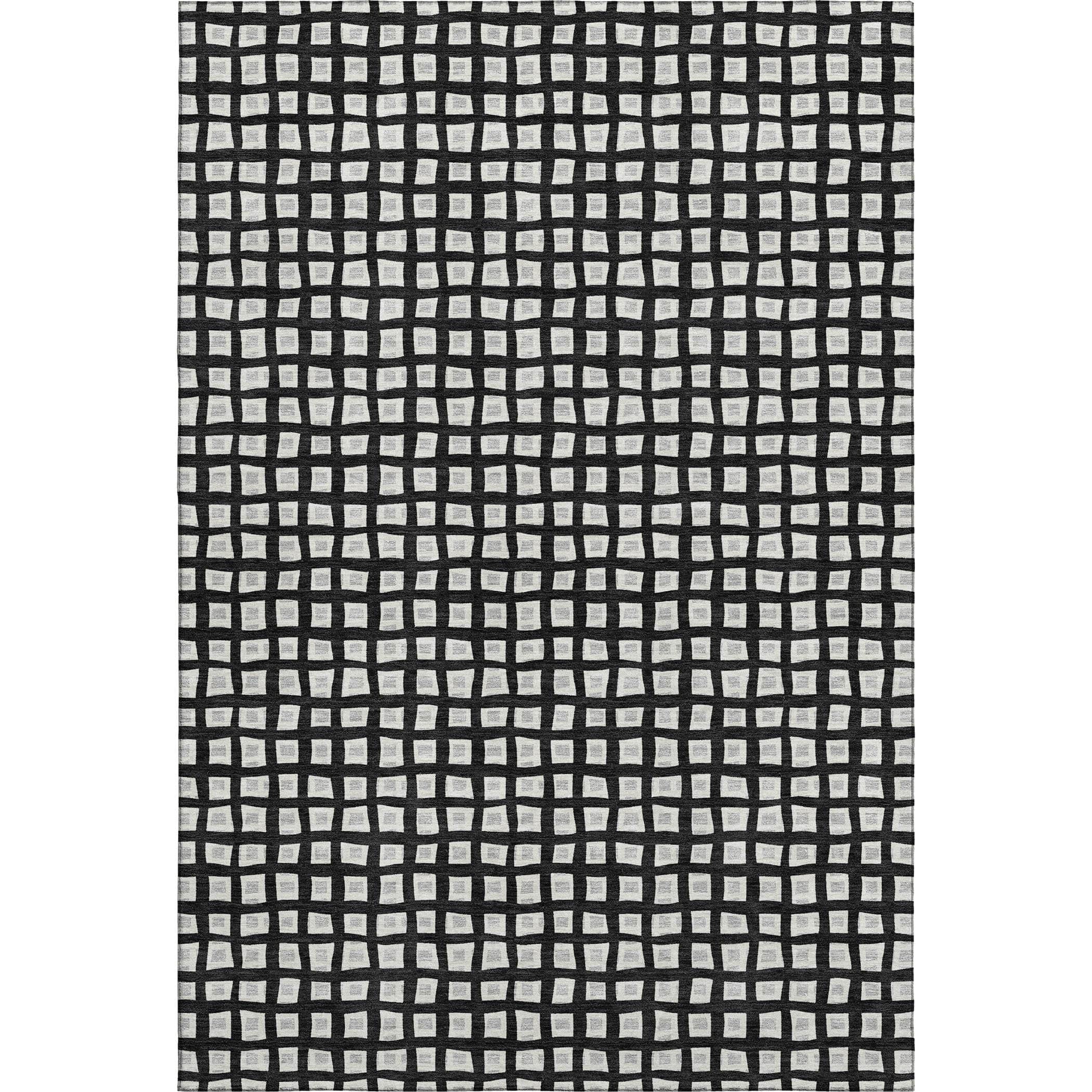 Luxury Washable Indoor/Outdoor Geometric TR4 Black Rug 2'6" x 3'10" #shape_Rectangle