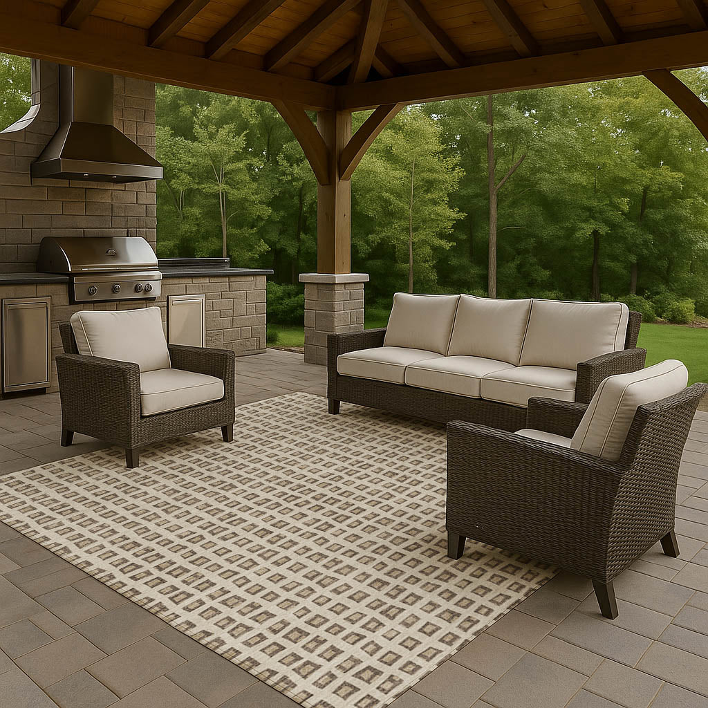Luxury Washable Indoor/Outdoor Geometric TR4 Brown Rug 2'6" x 3'10" #shape_Rectangle