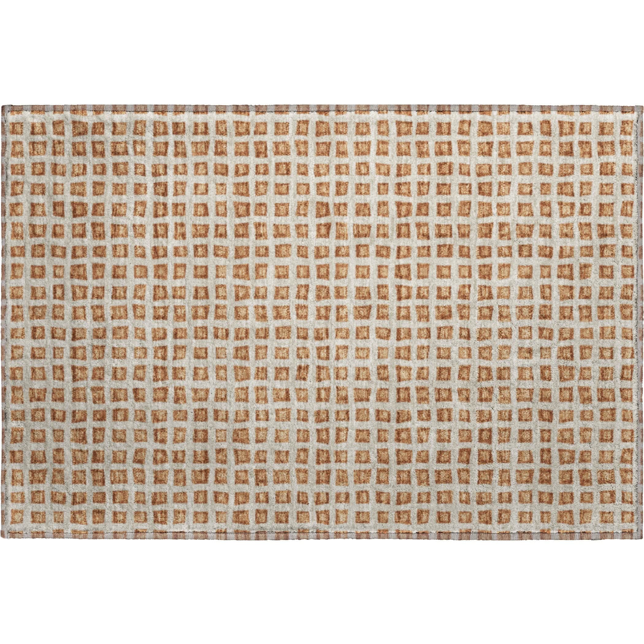 Luxury Washable Indoor/Outdoor Geometric TR4 Copper Orange Rug 1'8" x 2'6" #shape_Rectangle
