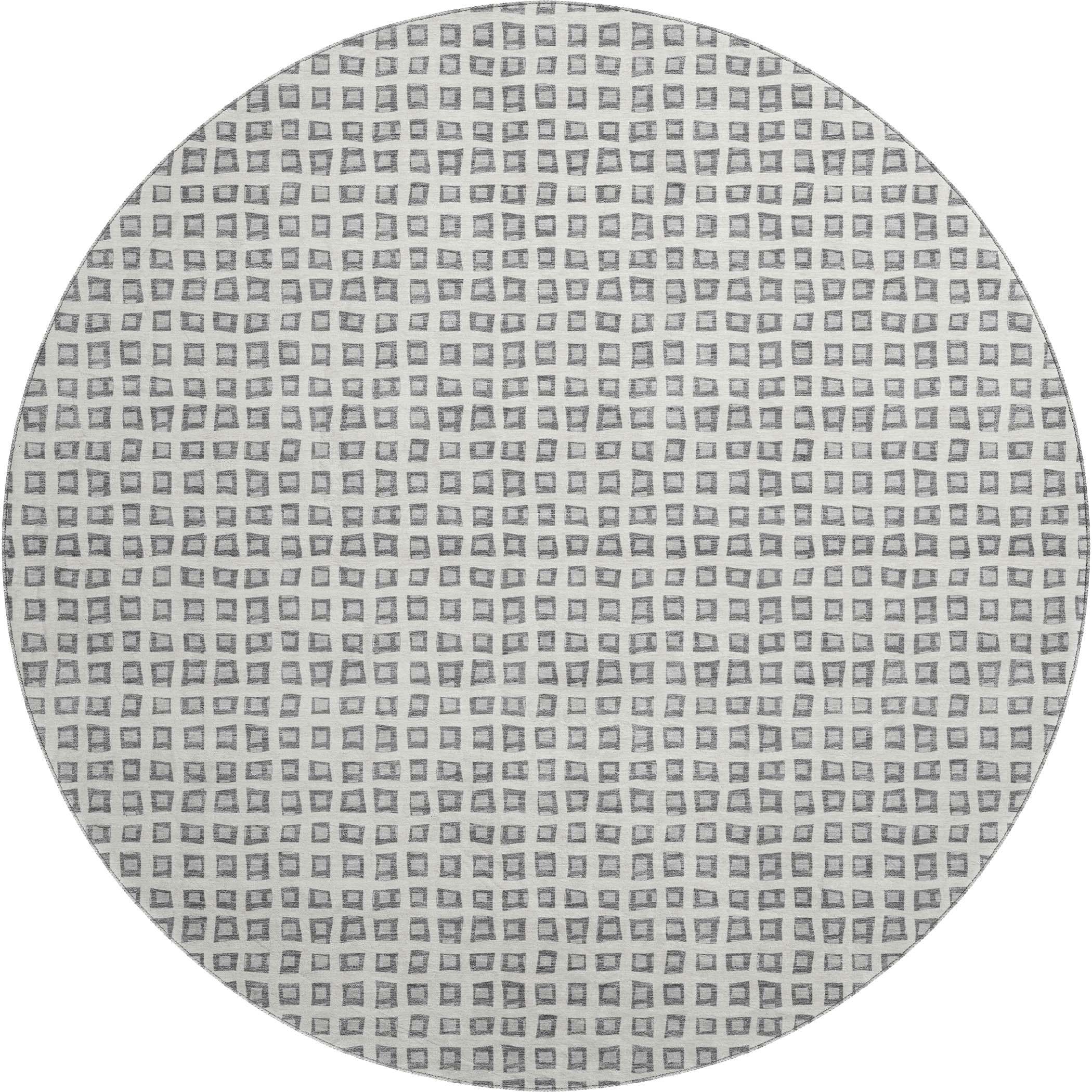 Luxury Washable Indoor/Outdoor Geometric TR4 Gray Rug 8' x 8' #shape_Round