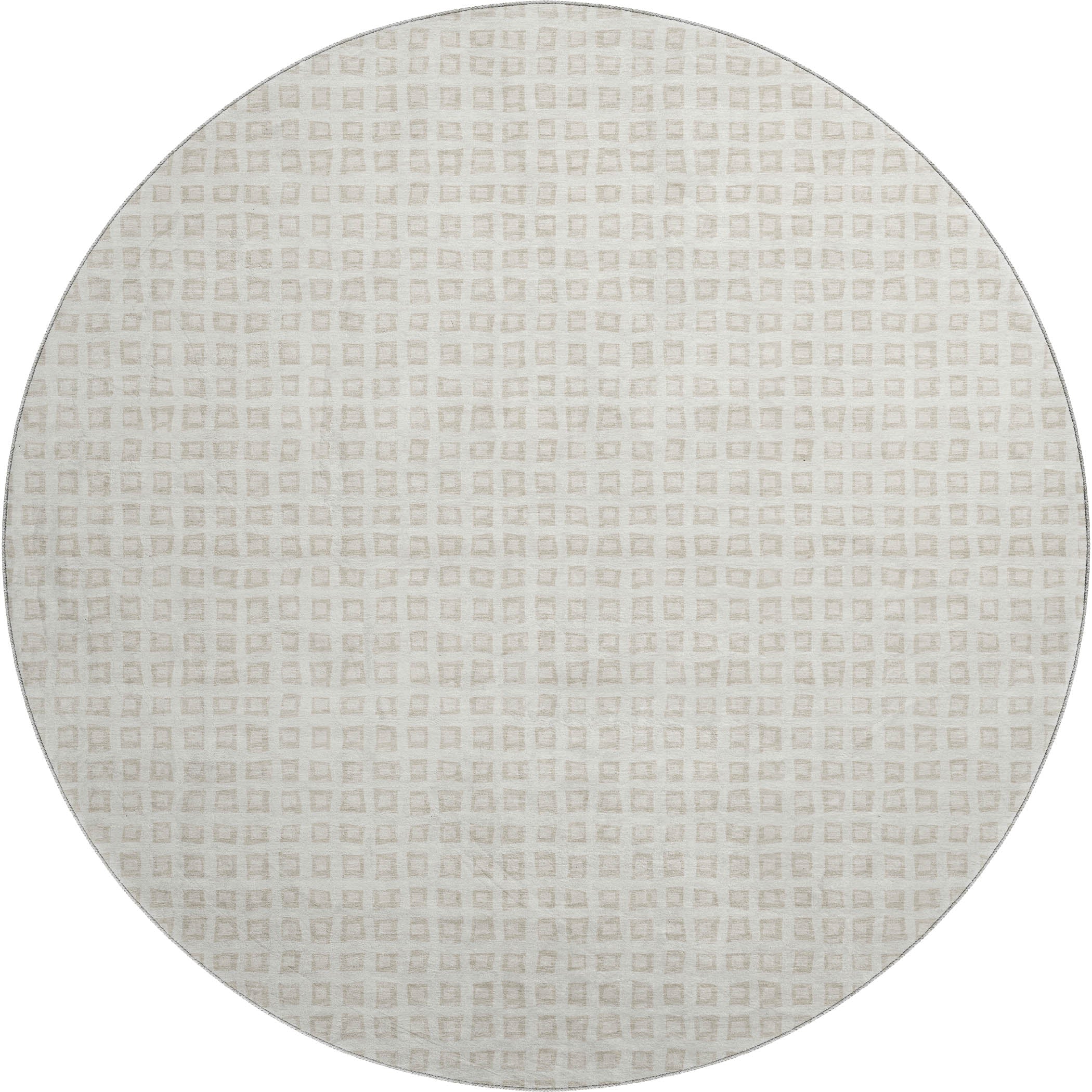 Luxury Washable Indoor/Outdoor Geometric TR4 Ivory Rug 8' x 8' #shape_Round