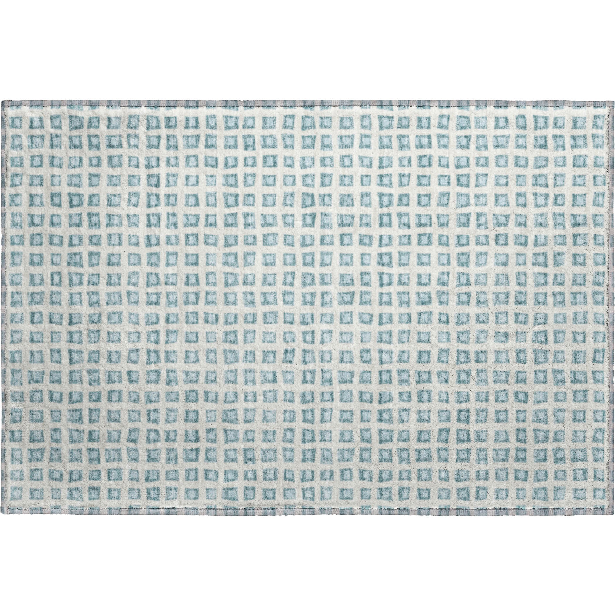 Luxury Washable Indoor/Outdoor Geometric TR4 Teal Rug 1'8" x 2'6" #shape_Rectangle