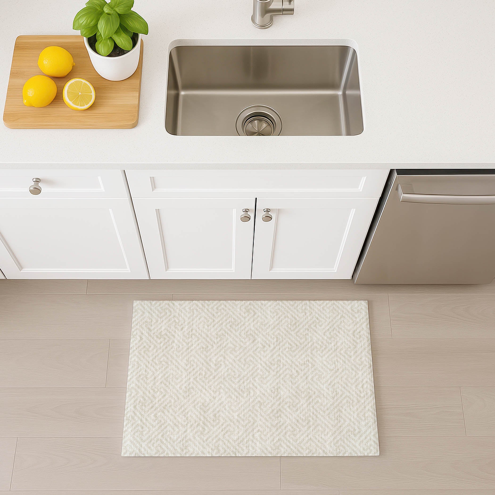 Luxury Washable Indoor/Outdoor Geometric TR5 Beige Brown Rug 1'8" x 2'6" #shape_Rectangle