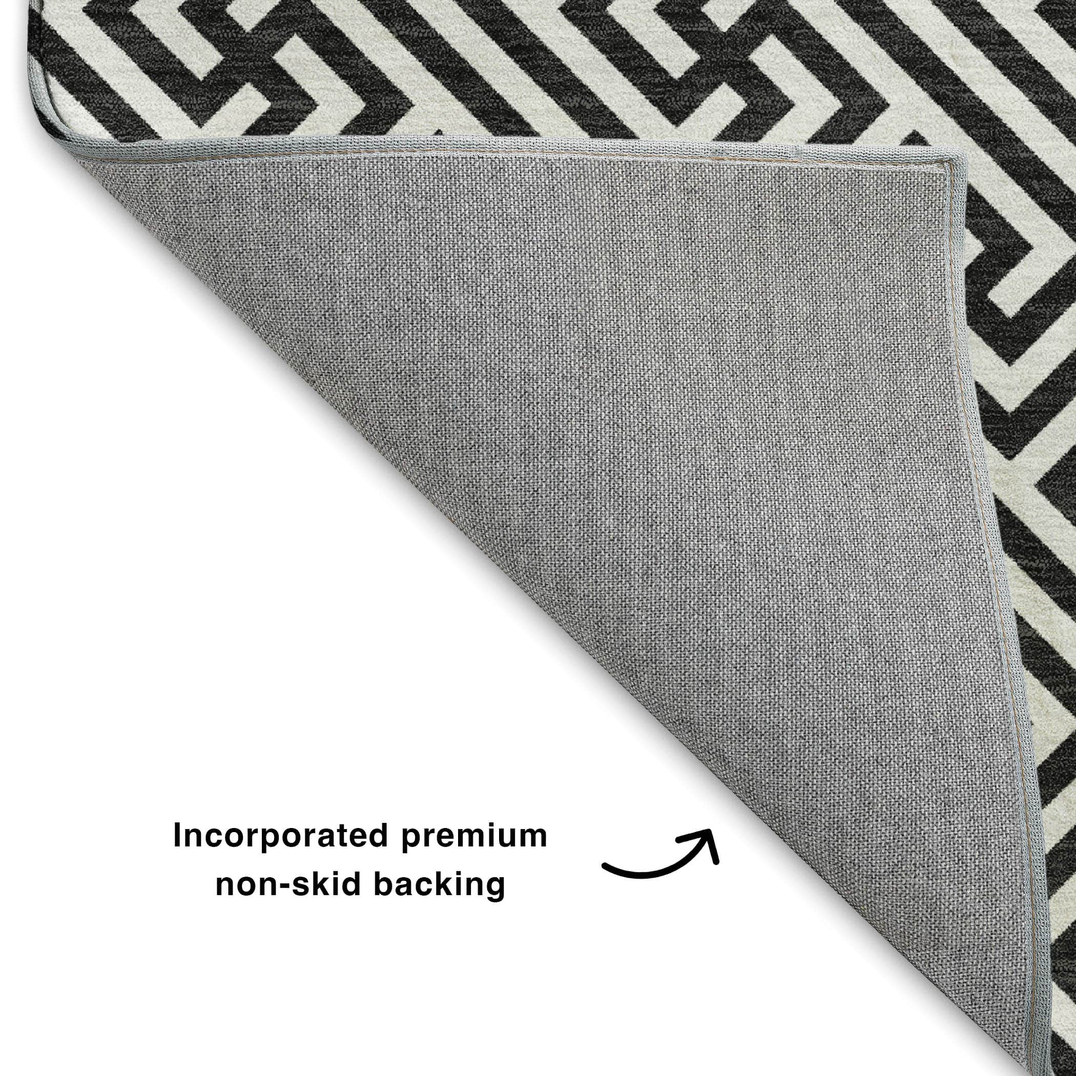 Luxury Washable Indoor/Outdoor Geometric TR5 Black Rug 1'8" x 2'6" #shape_Rectangle