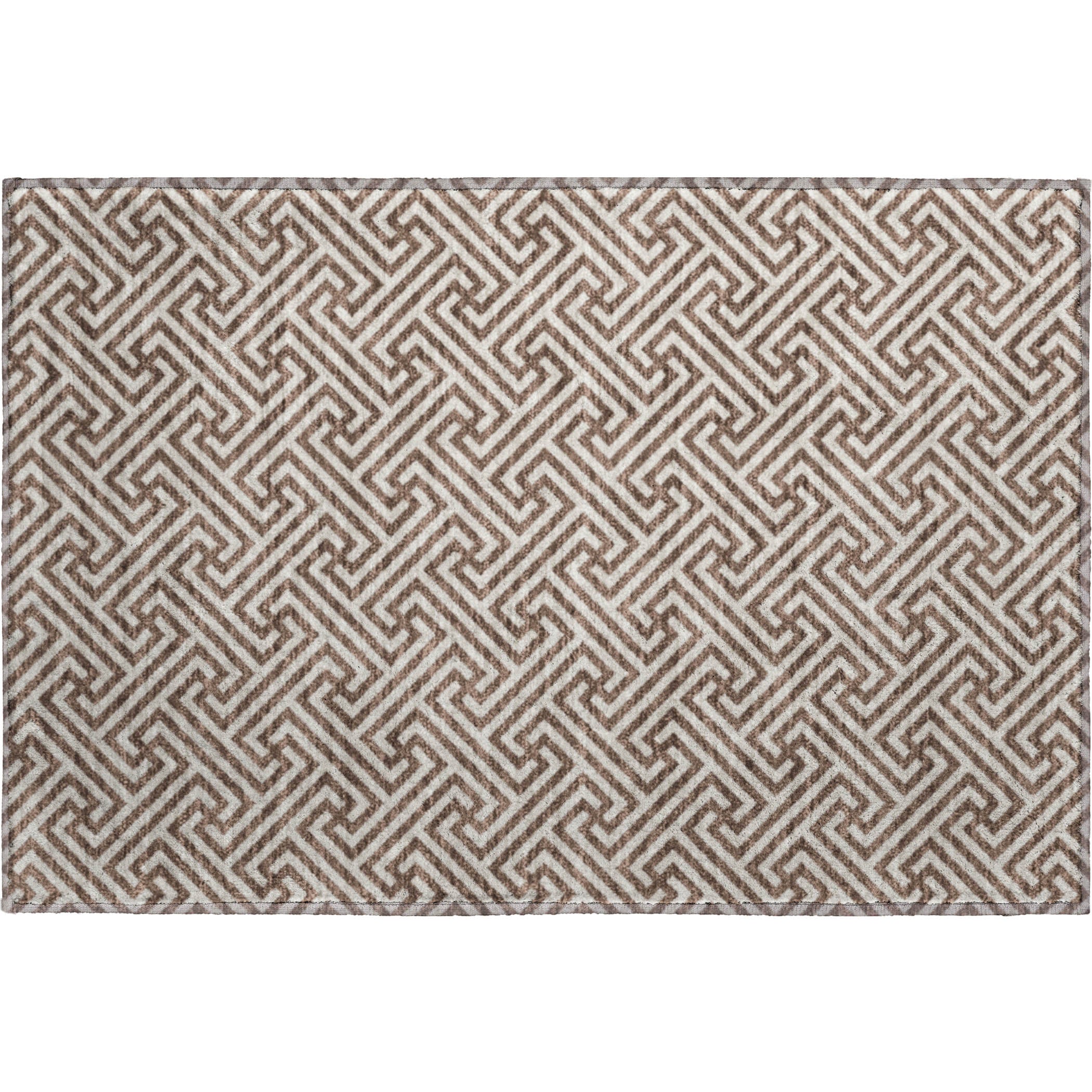 Luxury Washable Indoor/Outdoor Geometric TR5 Coffee Brown Rug 1'8" x 2'6" #shape_Rectangle
