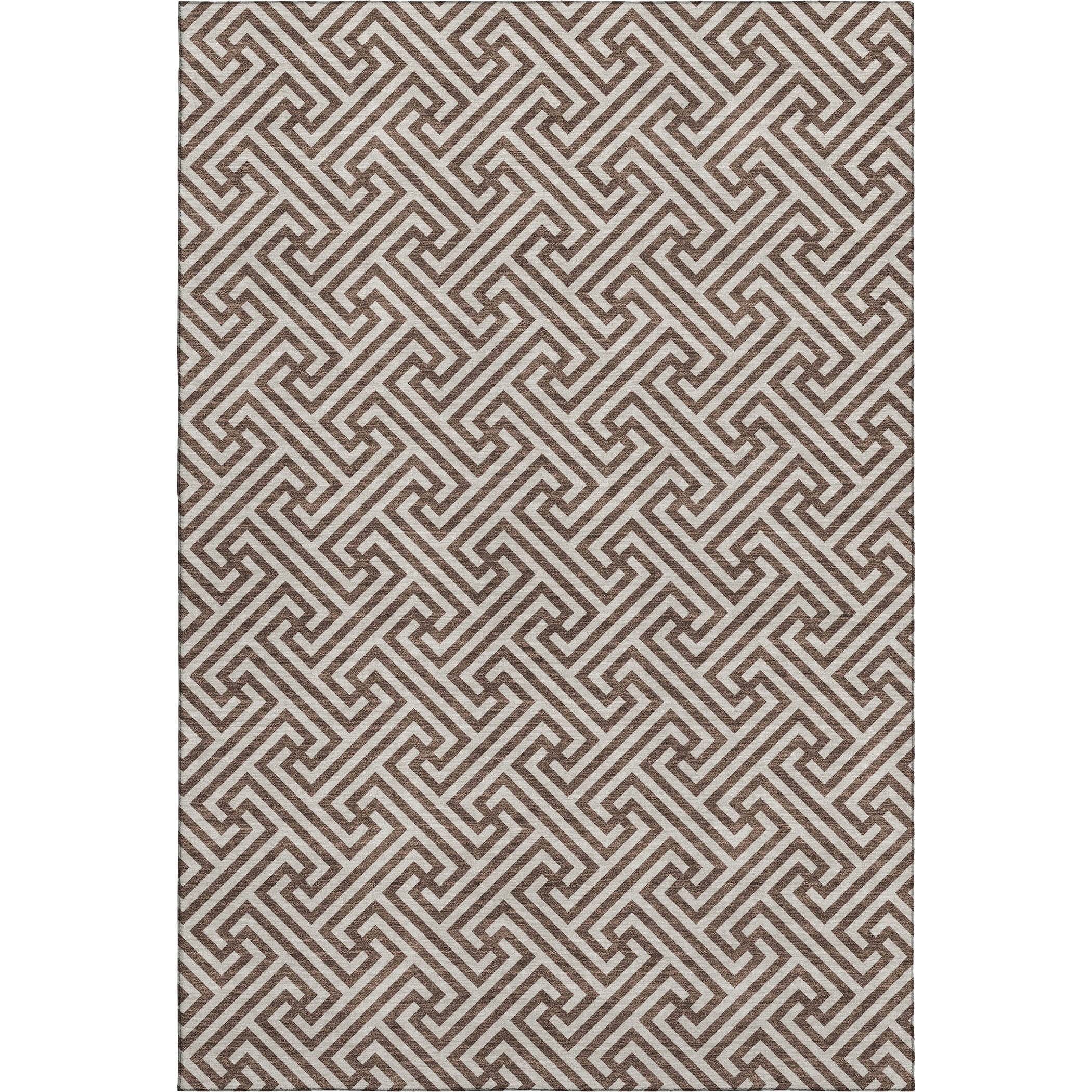 Luxury Washable Indoor/Outdoor Geometric TR5 Coffee Brown Rug 2'6" x 3'10" #shape_Rectangle