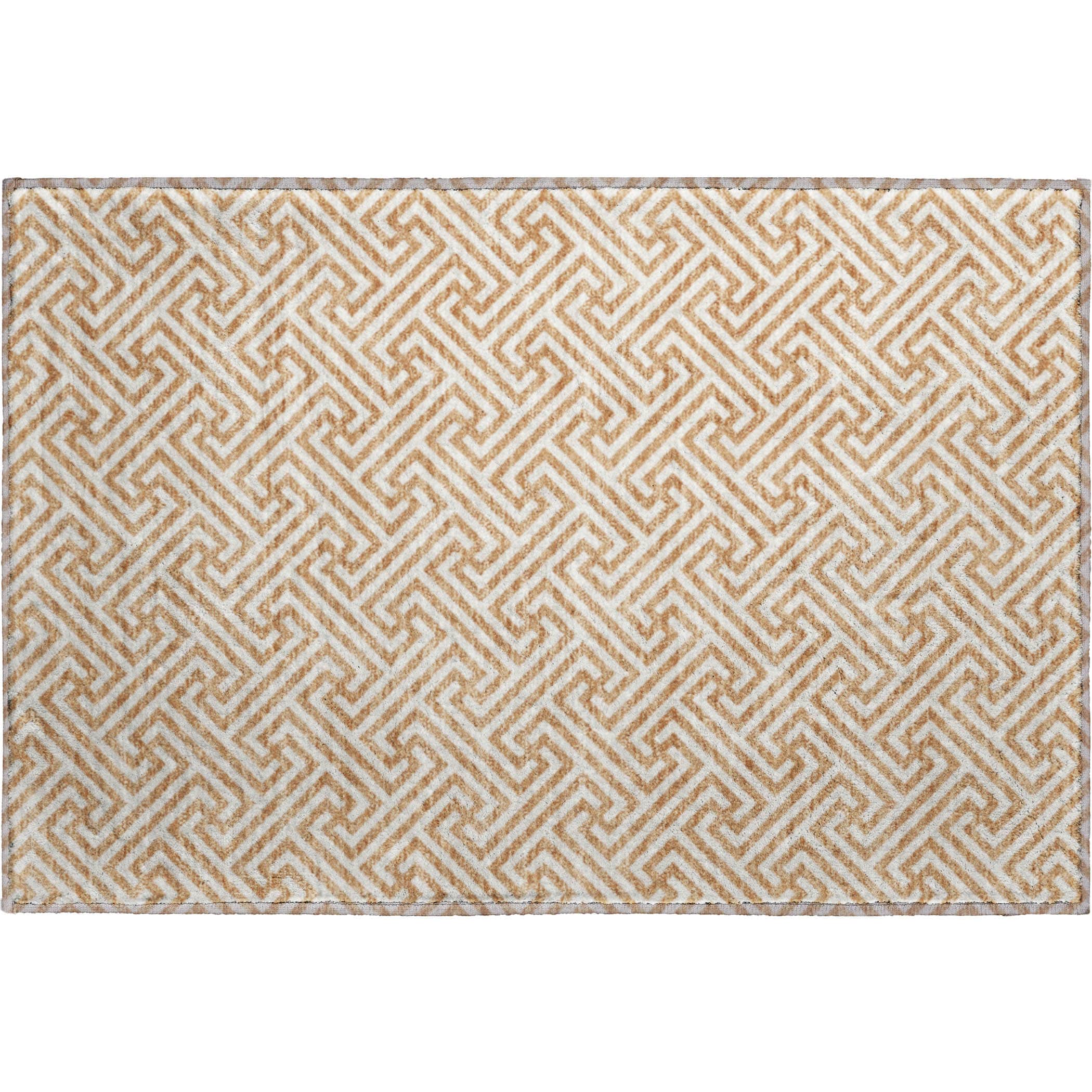 Luxury Washable Indoor/Outdoor Geometric TR5 Copper Orange Rug 1'8" x 2'6" #shape_Rectangle