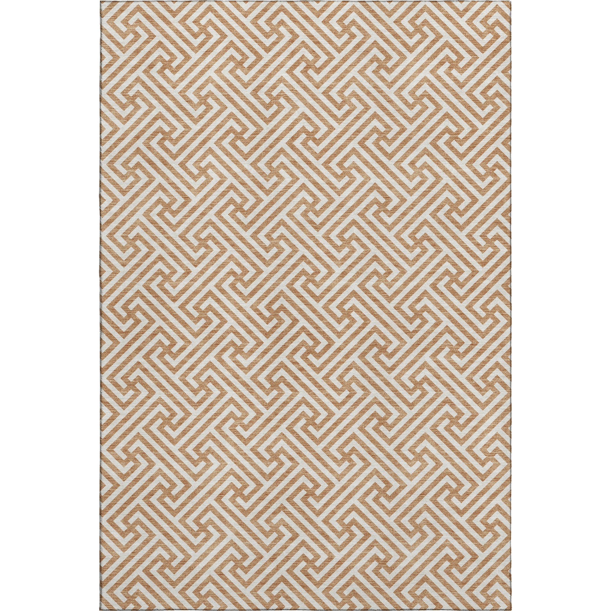 Luxury Washable Indoor/Outdoor Geometric TR5 Copper Orange Rug 2'6" x 3'10" #shape_Rectangle