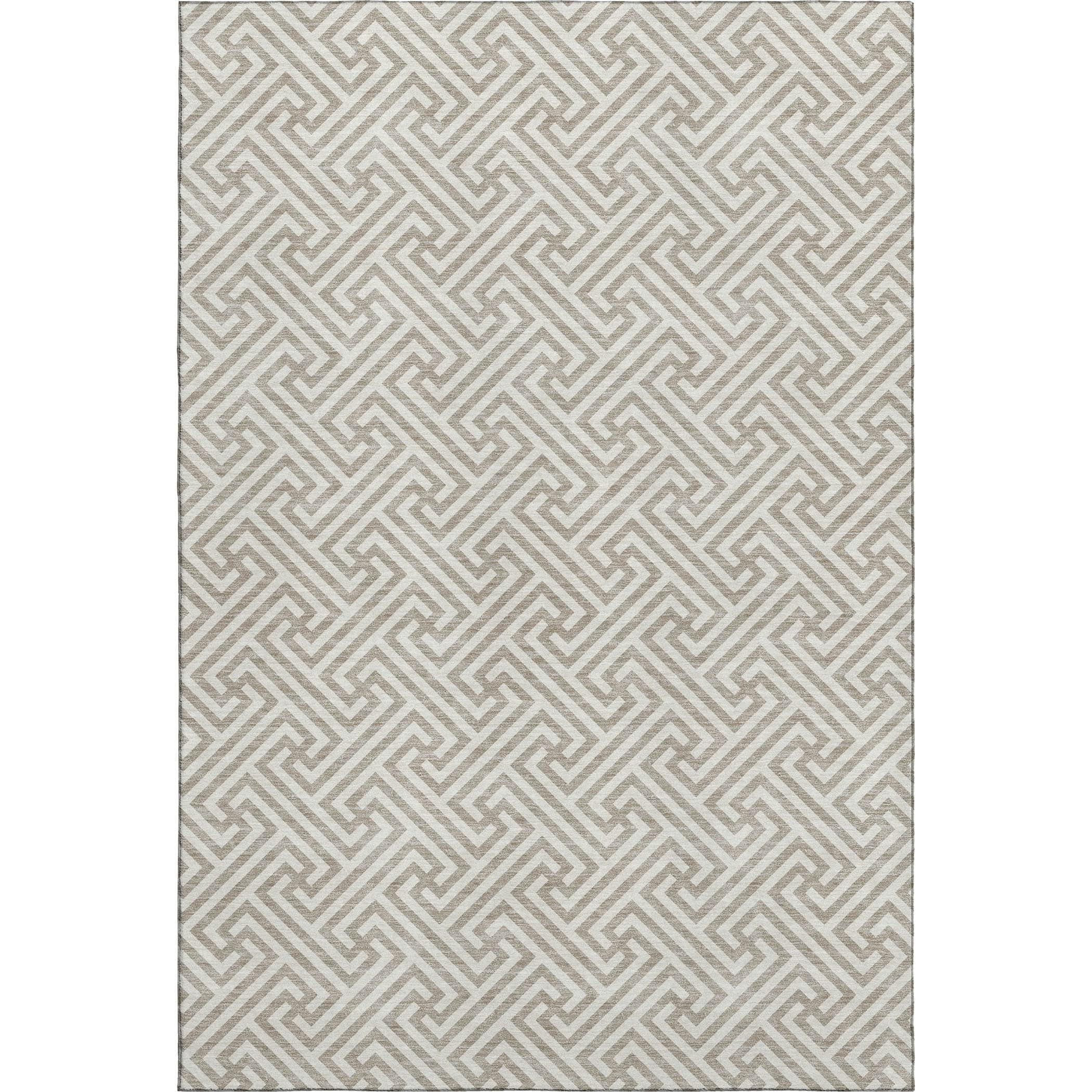 Luxury Washable Indoor/Outdoor Geometric TR5 Flax Ivory Rug 2'6" x 3'10" #shape_Rectangle
