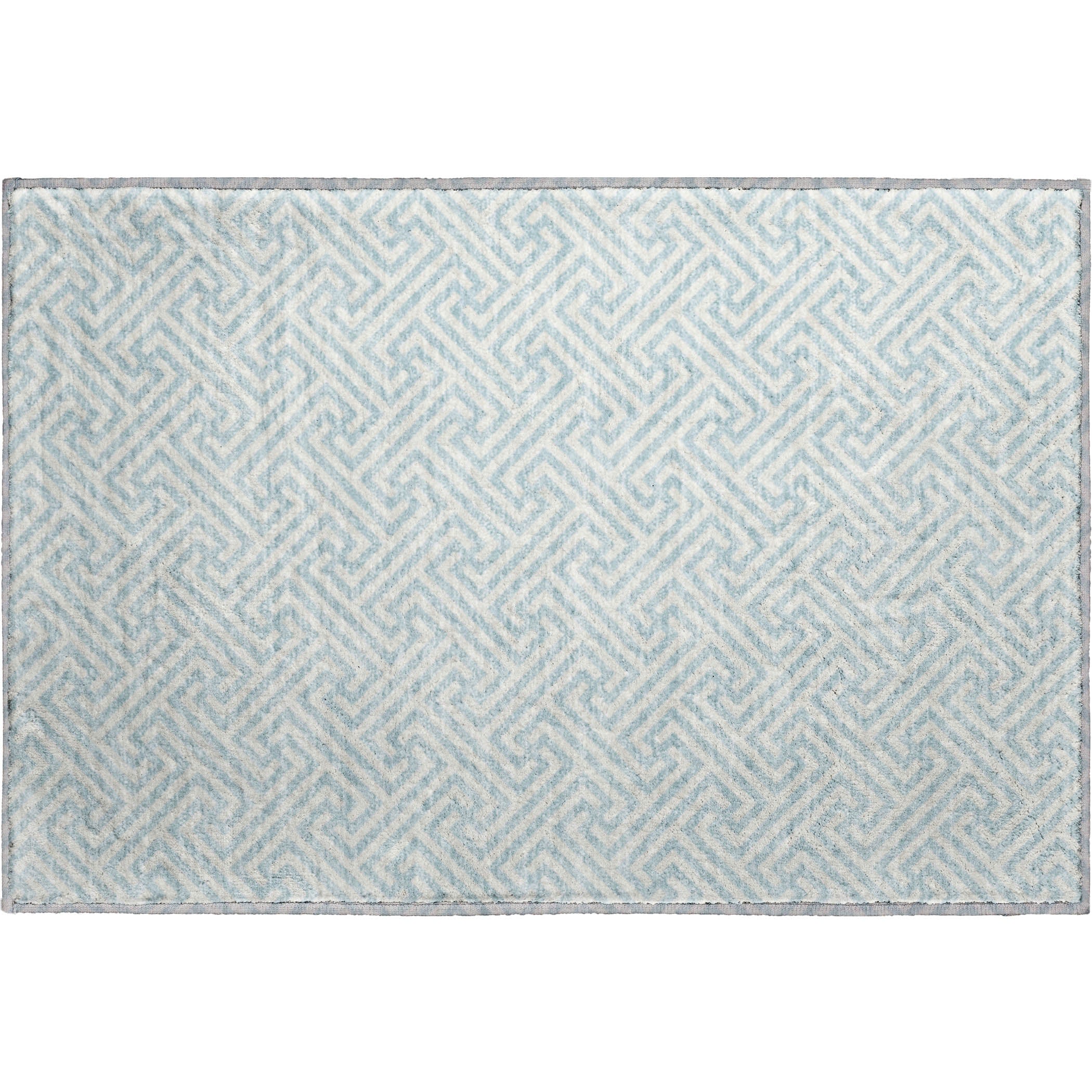 Luxury Washable Indoor/Outdoor Geometric TR5 Sky Blue Rug 1'8" x 2'6" #shape_Rectangle