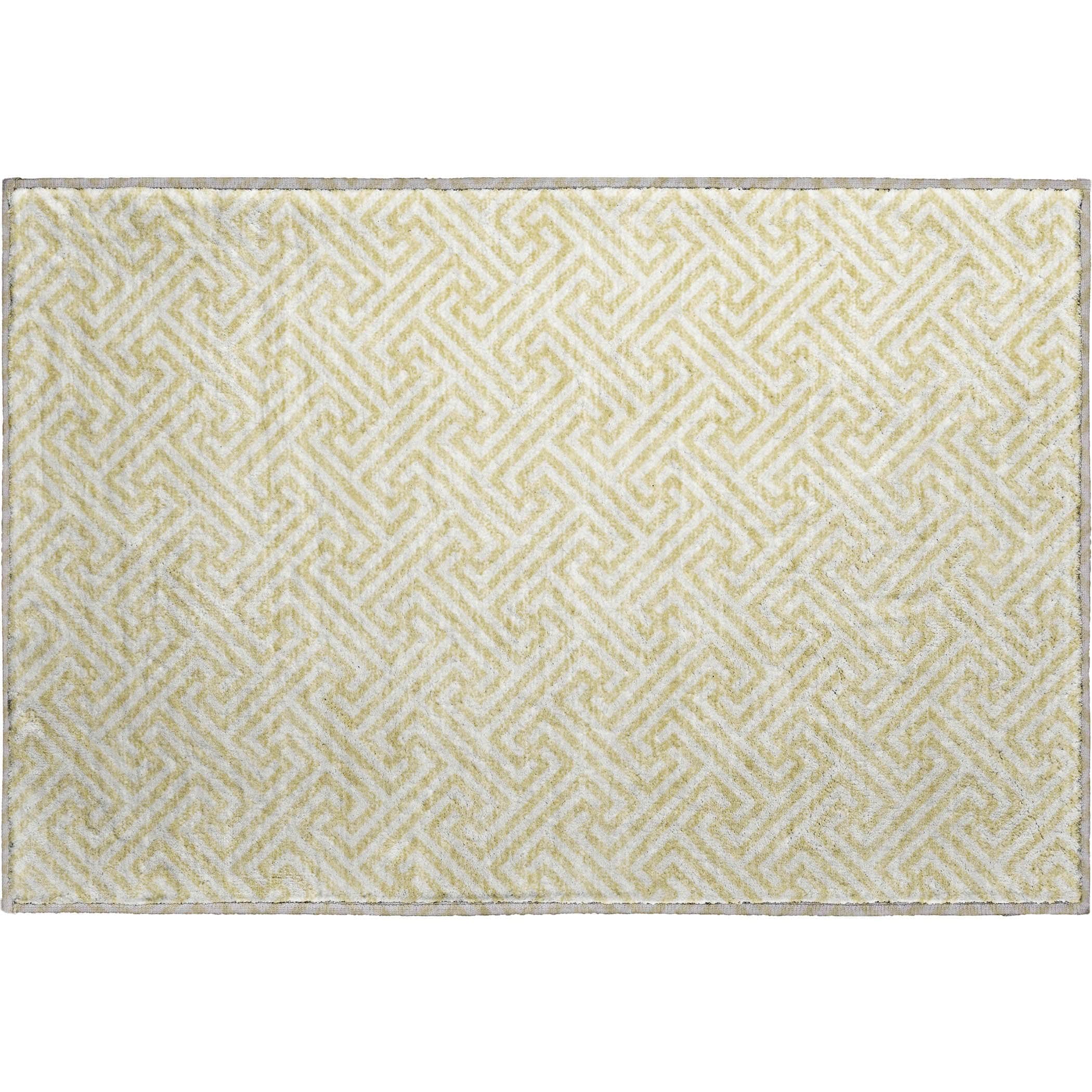 Luxury Washable Indoor/Outdoor Geometric TR5 Wheat Gold Rug 1'8" x 2'6" #shape_Rectangle