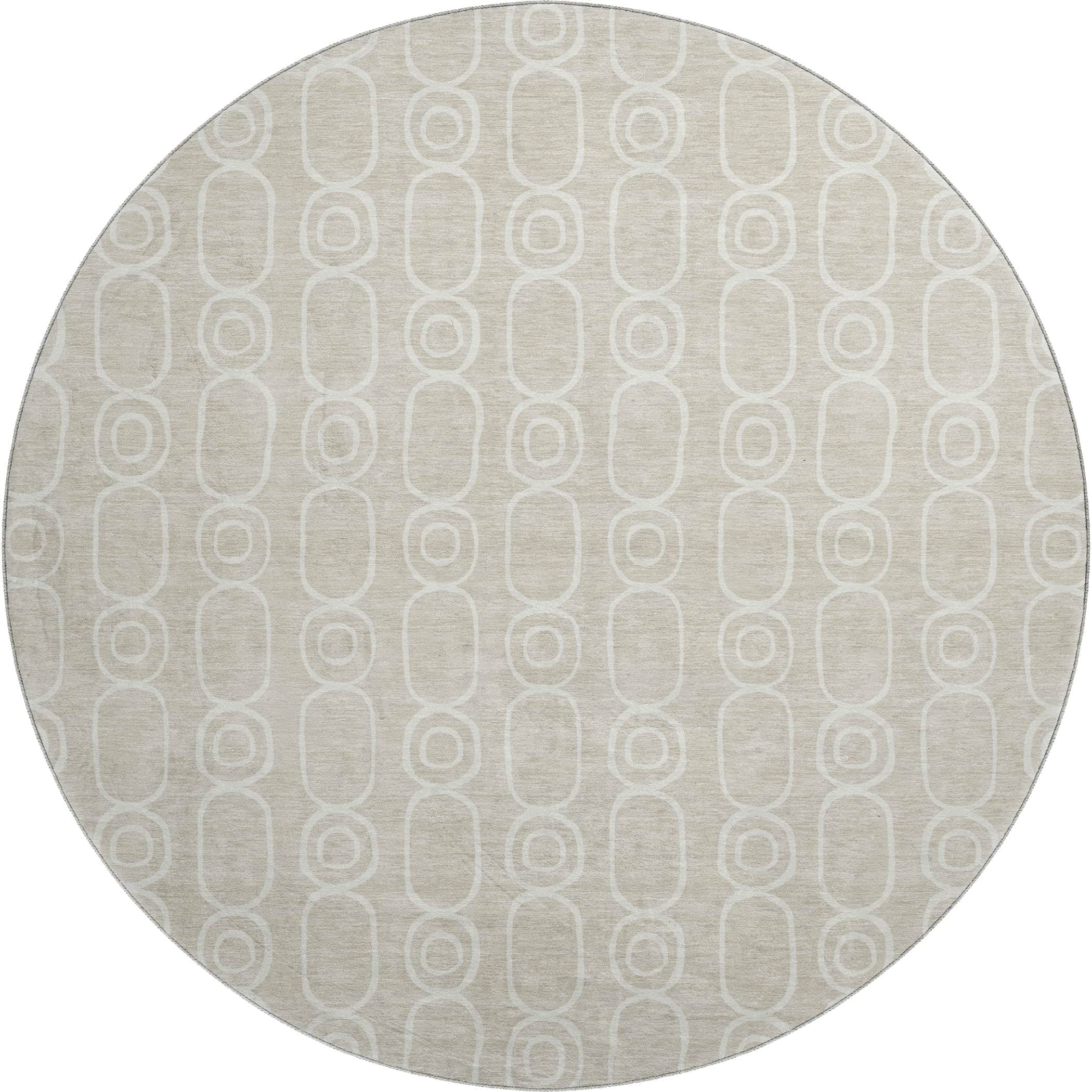 Luxury Washable Indoor/Outdoor Geometric TR6 Beige Brown Rug 8' x 8' #shape_Round