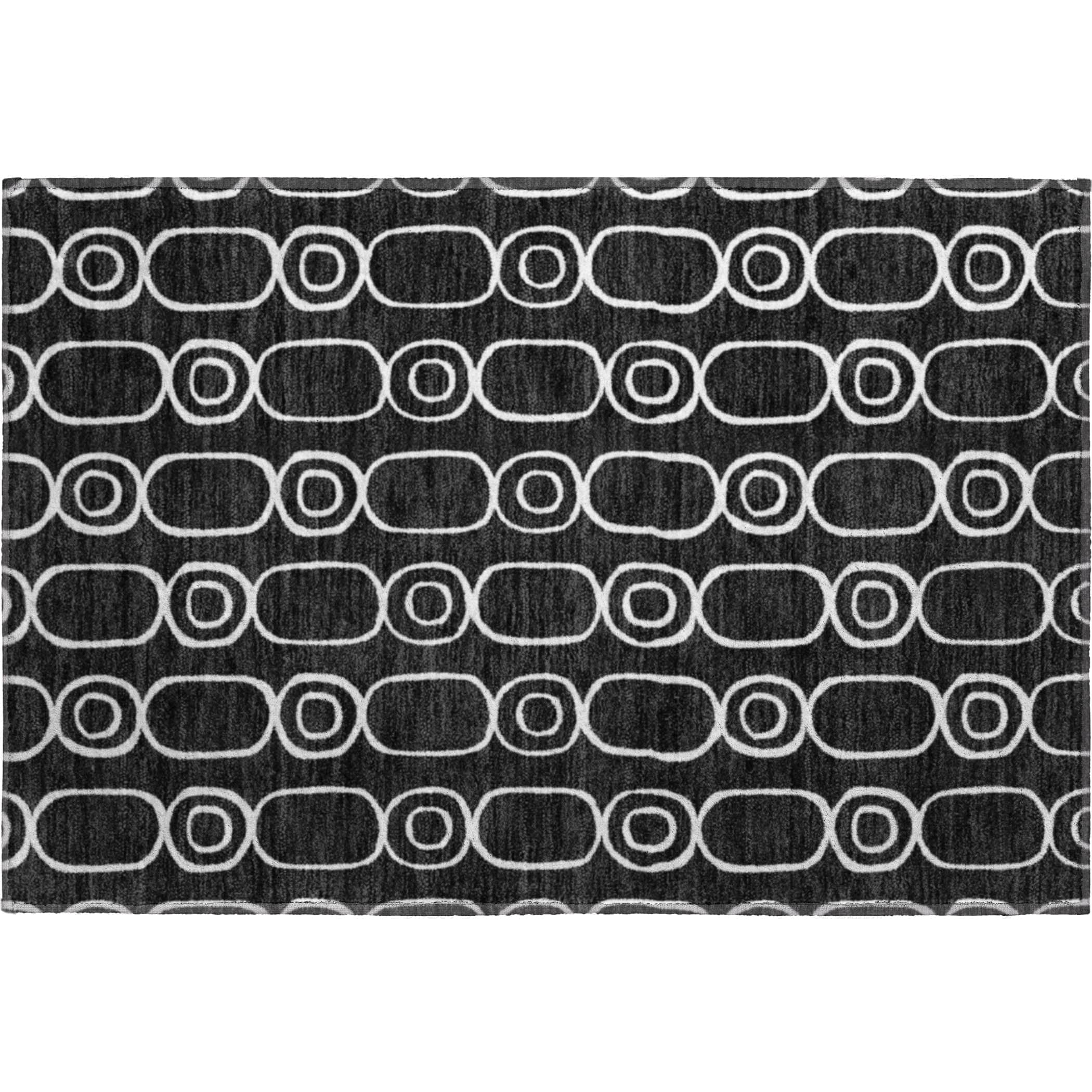 Luxury Washable Indoor/Outdoor Geometric TR6 Black Rug 1'8" x 2'6" #shape_Rectangle