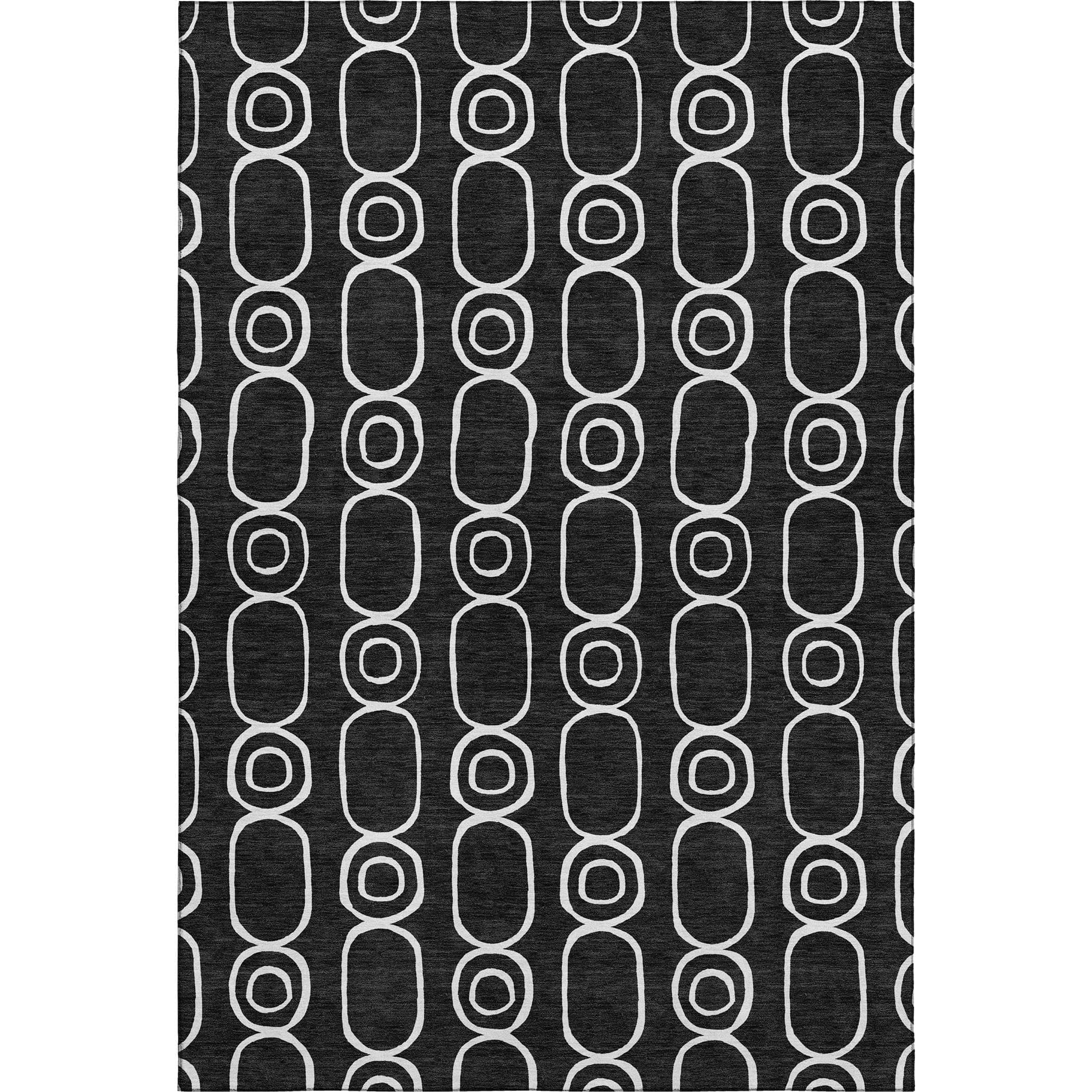 Luxury Washable Indoor/Outdoor Geometric TR6 Black Rug 2'6" x 3'10" #shape_Rectangle
