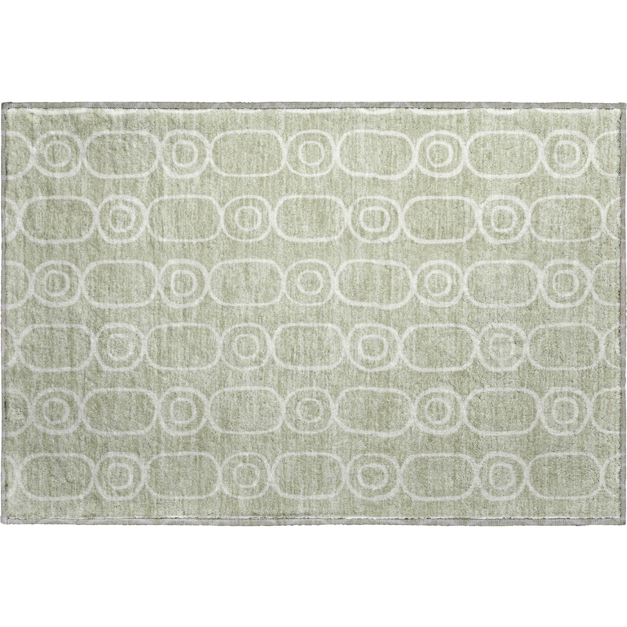 Luxury Washable Indoor/Outdoor Geometric TR6 Celery Green Rug 1'8" x 2'6" #shape_Rectangle