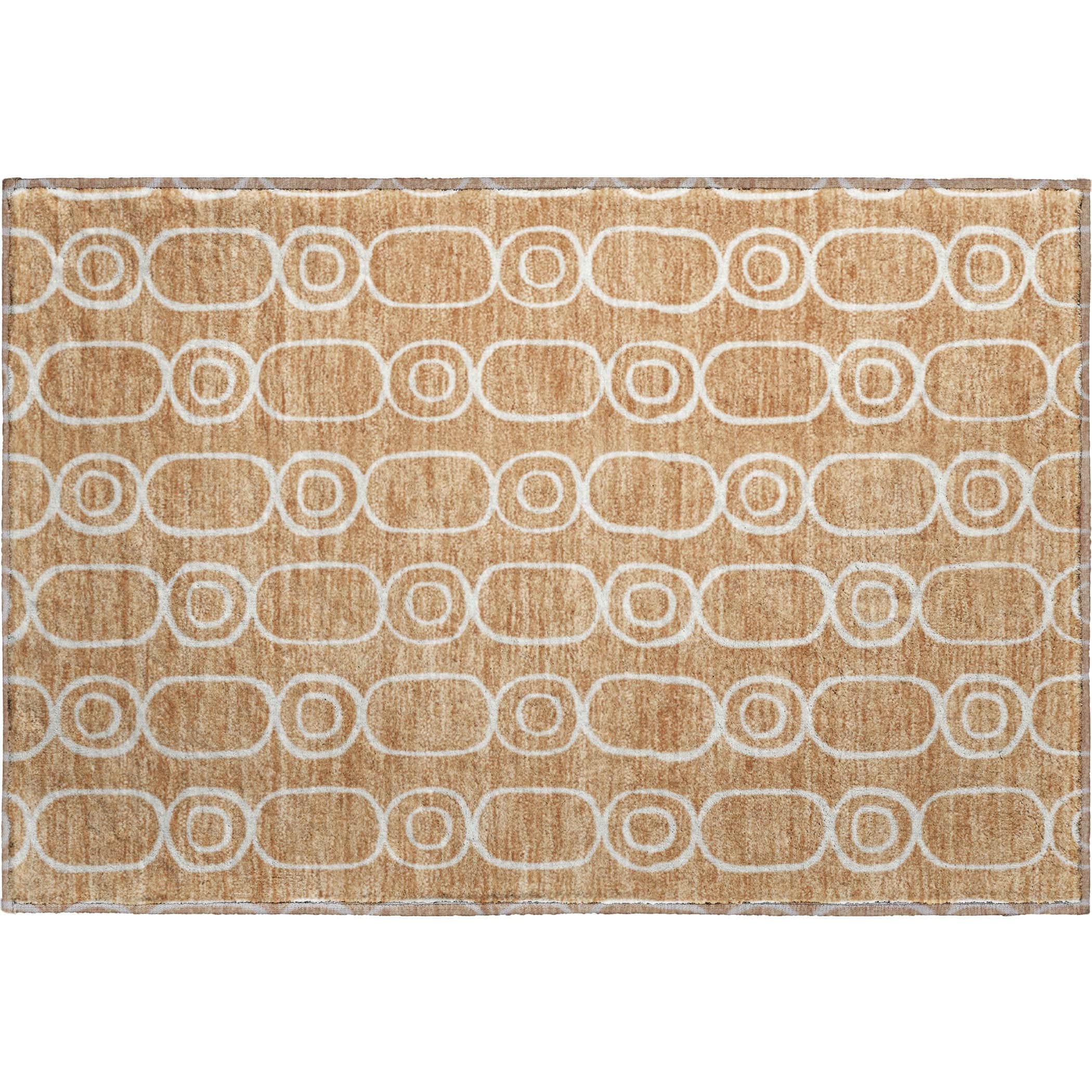 Luxury Washable Indoor/Outdoor Geometric TR6 Copper Orange Rug 1'8" x 2'6" #shape_Rectangle