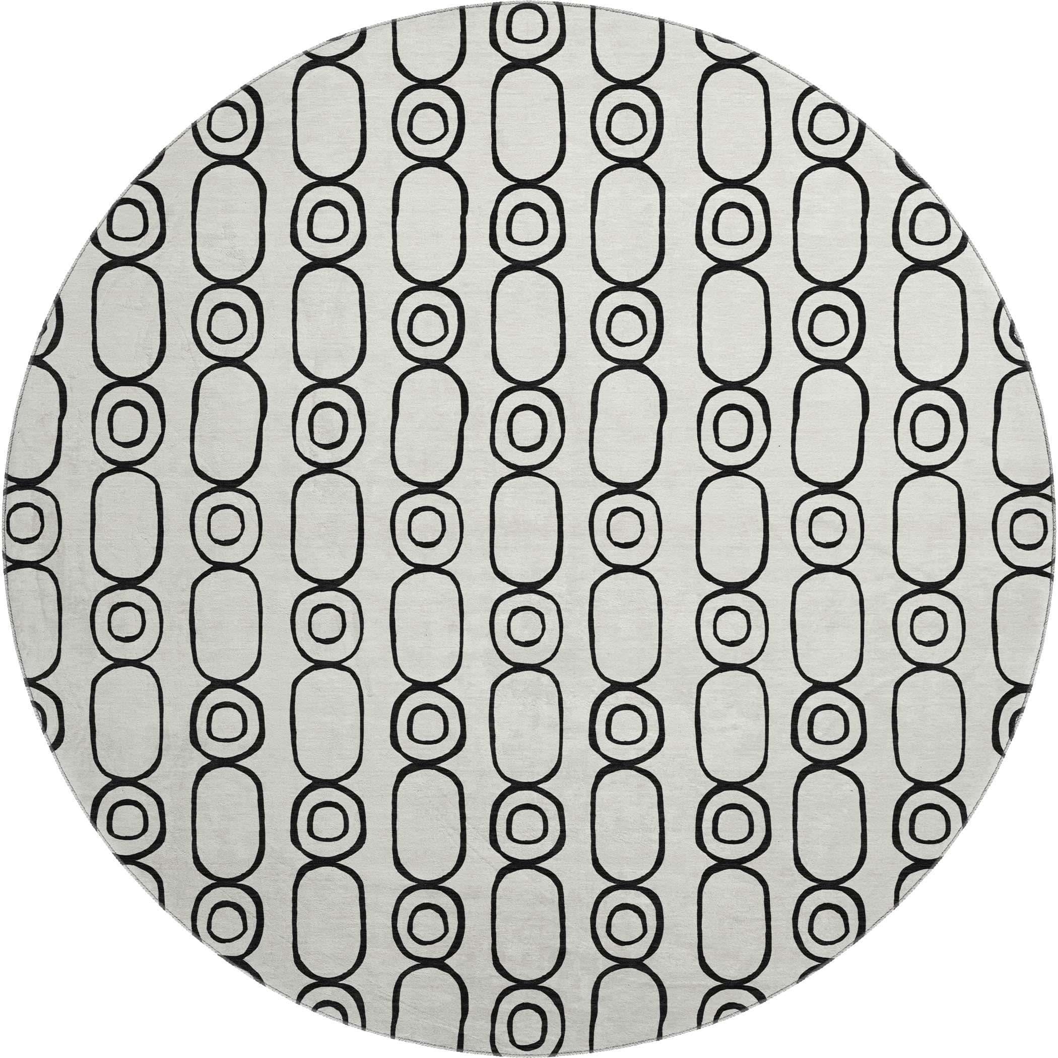 Luxury Washable Indoor/Outdoor Geometric TR6 Ivory Rug 8' x 8' #shape_Round