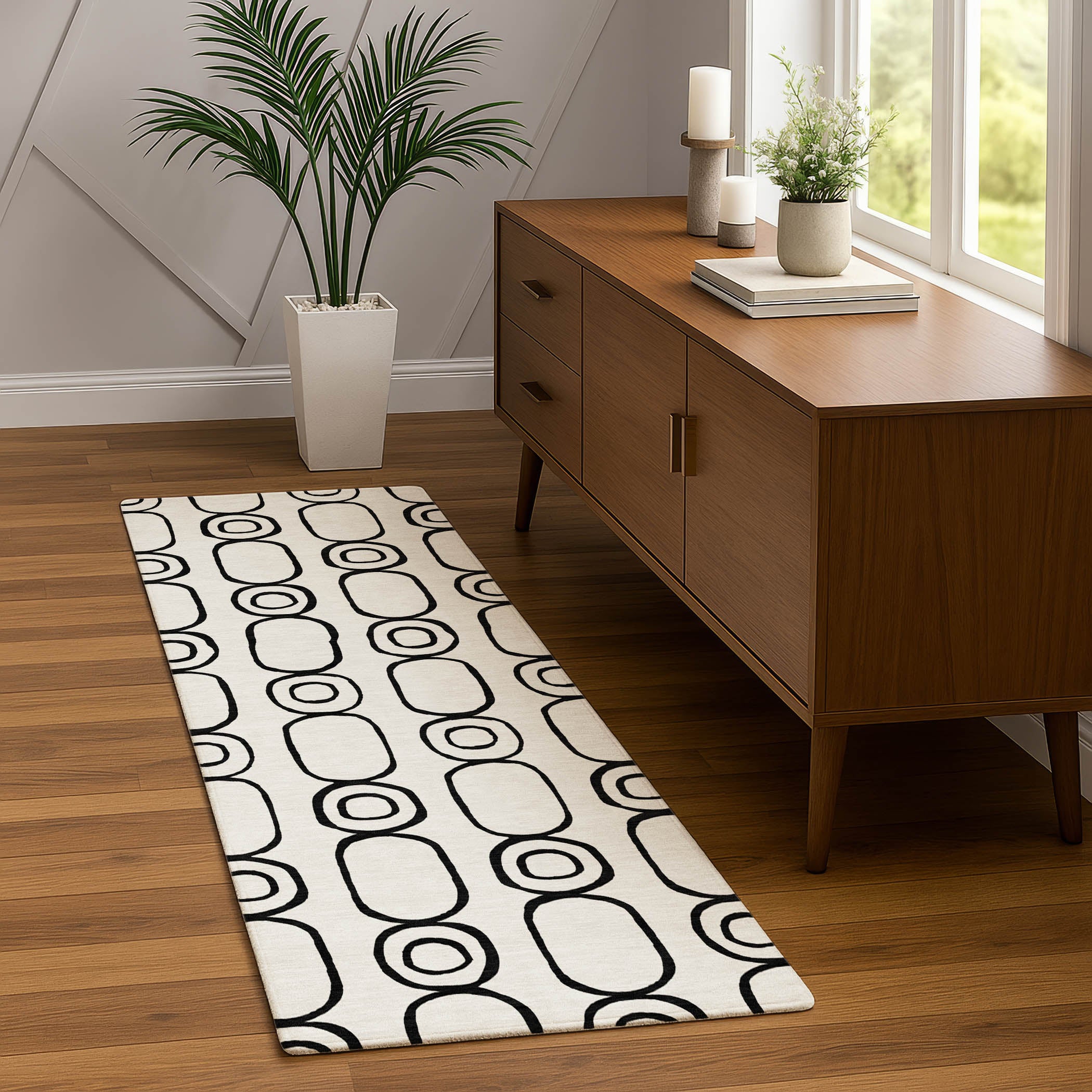 Luxury Washable Indoor/Outdoor Geometric TR6 Ivory Rug 2'3" x 7'6" #shape_Runner