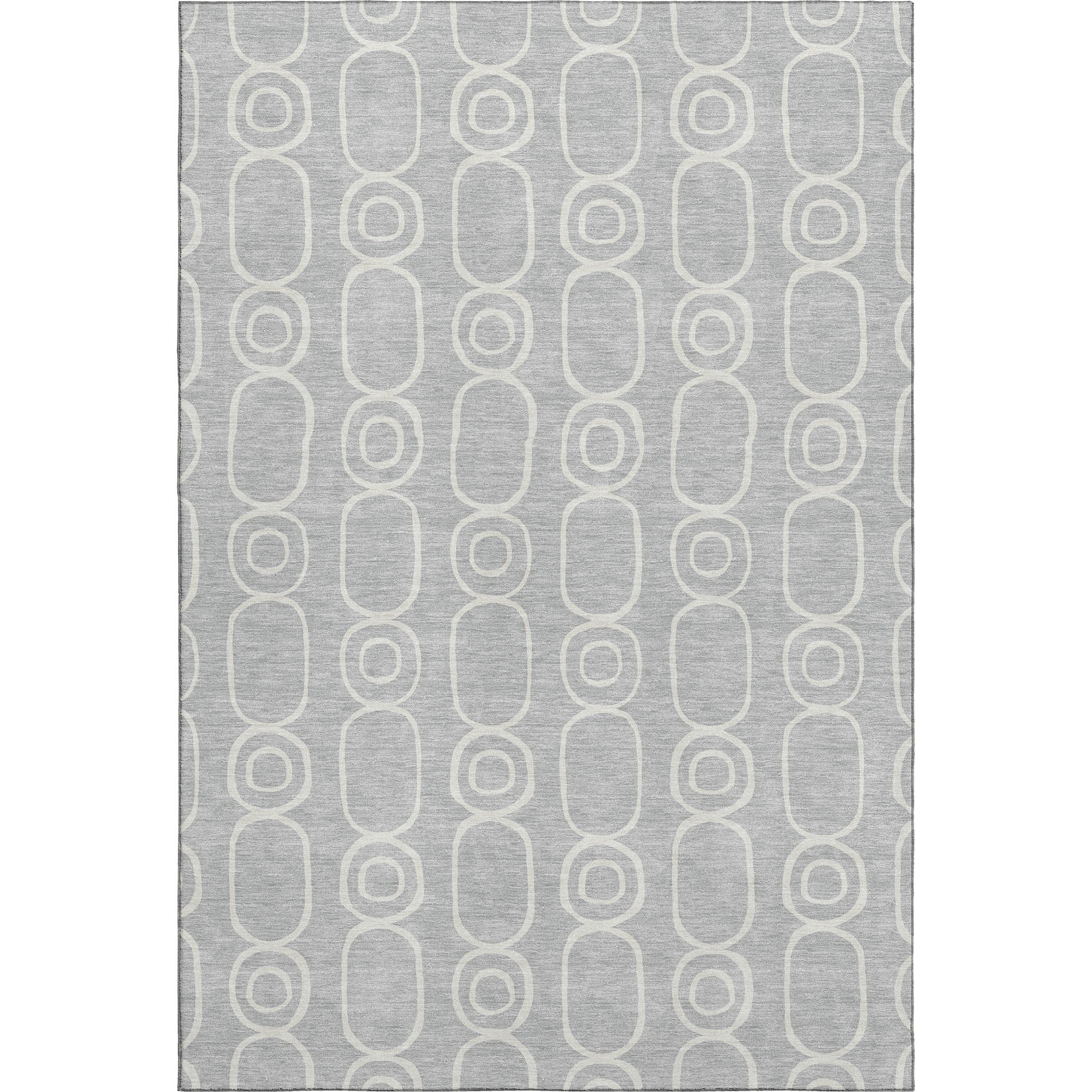 Luxury Washable Indoor/Outdoor Geometric TR6 Silver Gray Rug 2'6" x 3'10" #shape_Rectangle