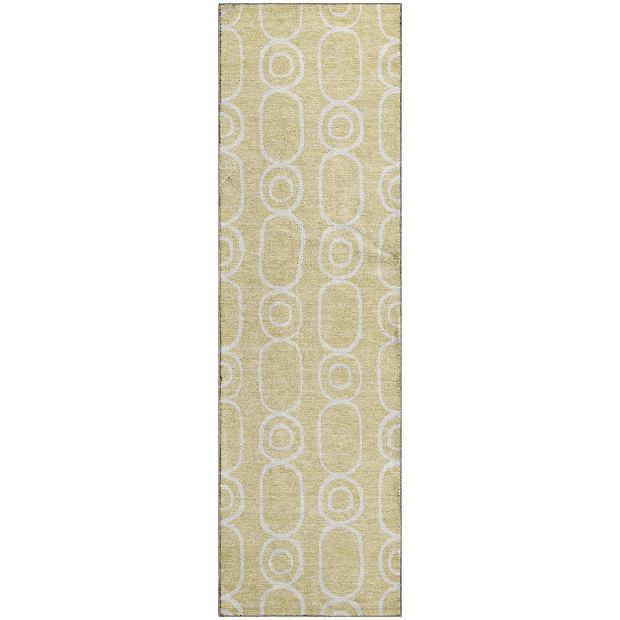 Luxury Washable Indoor/Outdoor Geometric TR6 Wheat Gold Rug 2'3" x 7'6" #shape_Runner