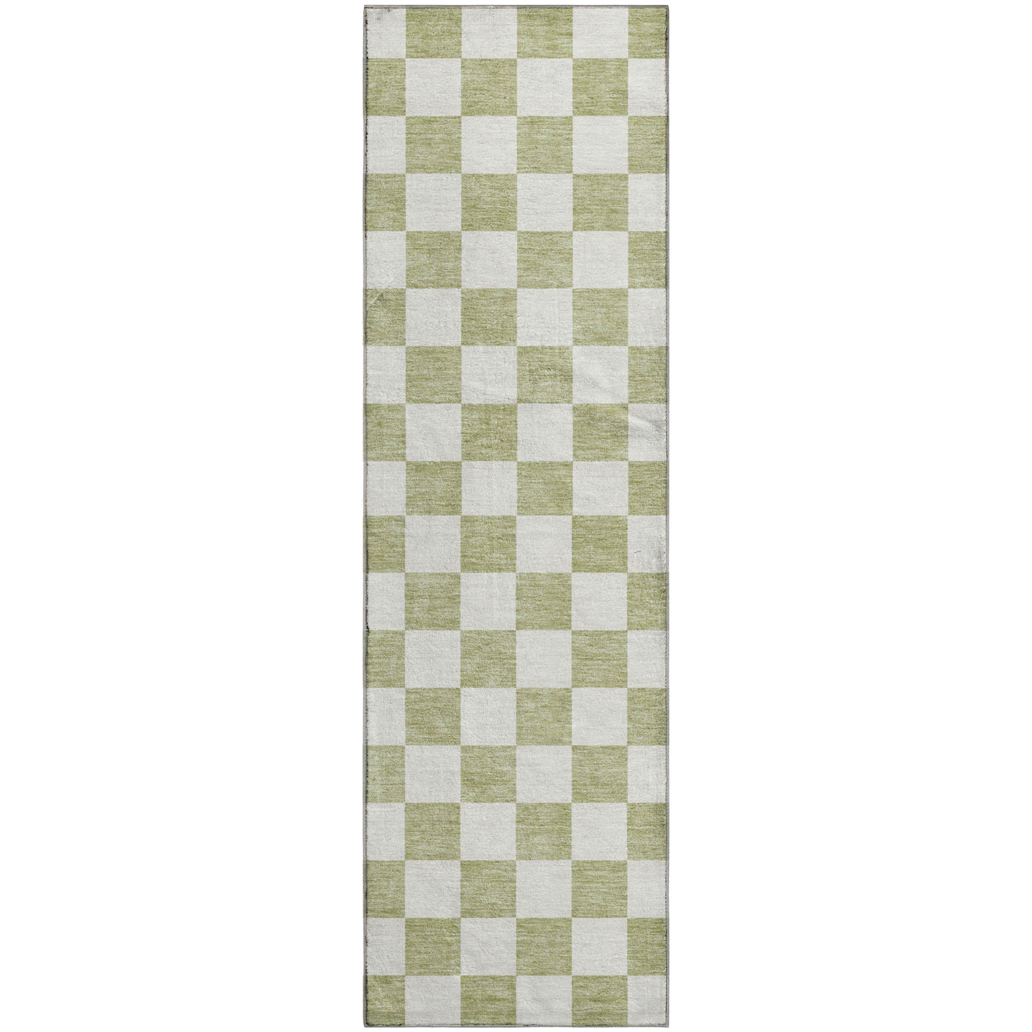 Luxury Washable Indoor/Outdoor Geometric TR7 Aloe Green Rug 2'3" x 7'6" #shape_Runner