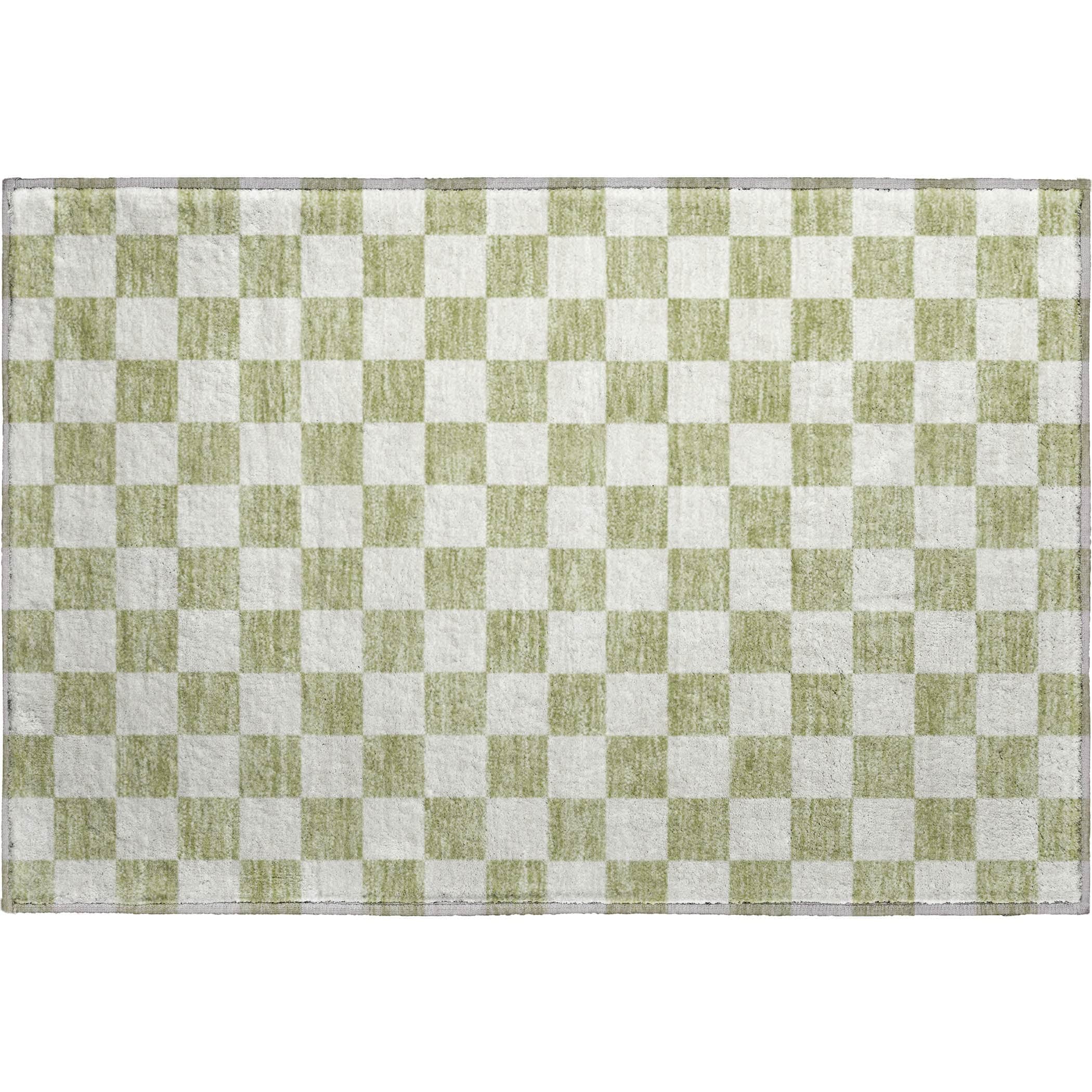 Luxury Washable Indoor/Outdoor Geometric TR7 Aloe Green Rug 1'8" x 2'6" #shape_Rectangle