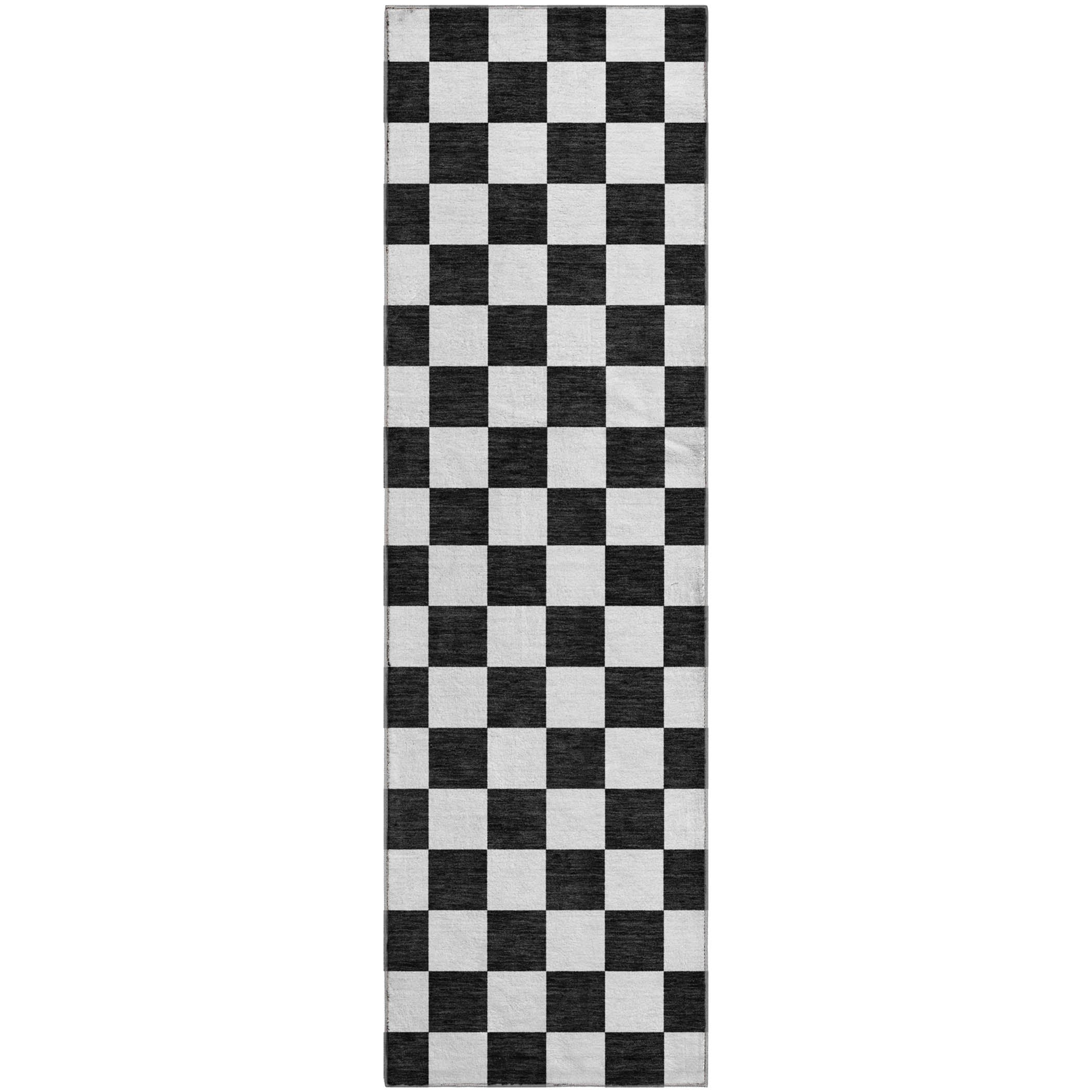 Luxury Washable Indoor/Outdoor Geometric TR7 Black Rug 2'3" x 7'6" #shape_Runner