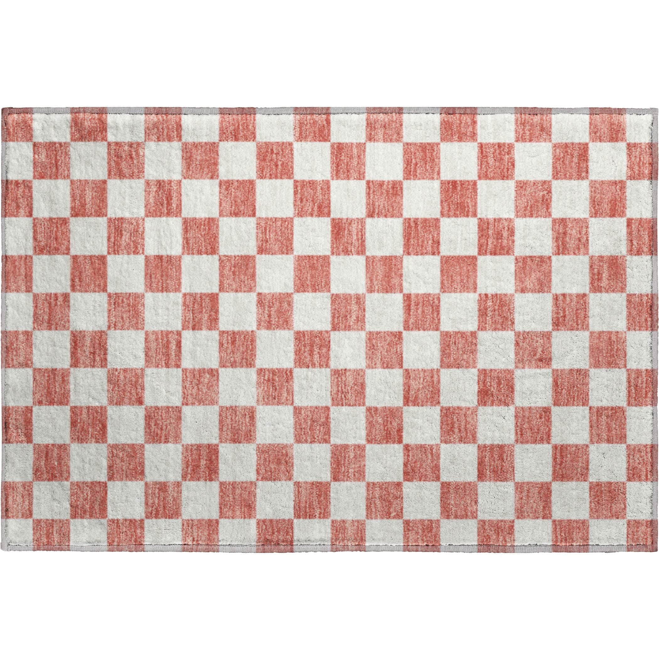 Luxury Washable Indoor/Outdoor Geometric TR7 Coral Orange Rug 1'8" x 2'6" #shape_Rectangle
