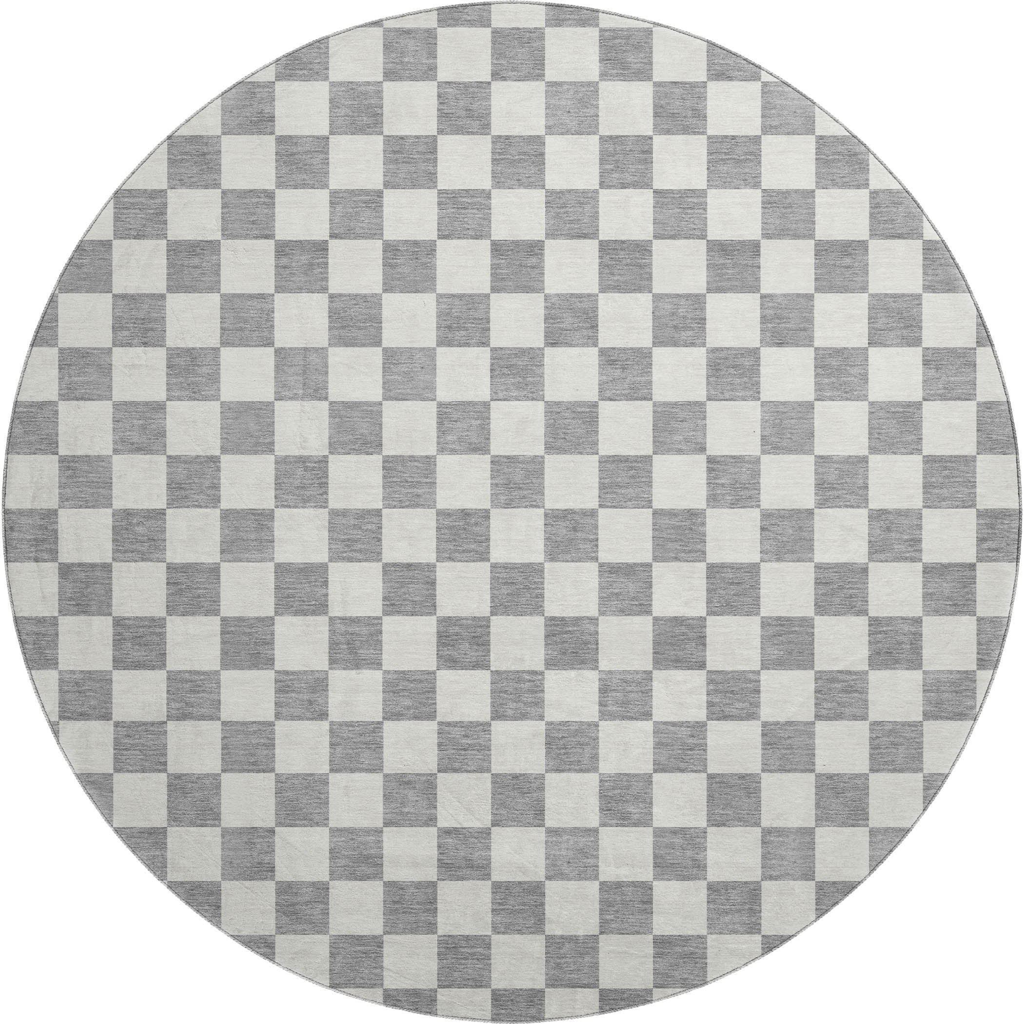 Luxury Washable Indoor/Outdoor Geometric TR7 Gray Rug 8' x 8' #shape_Round