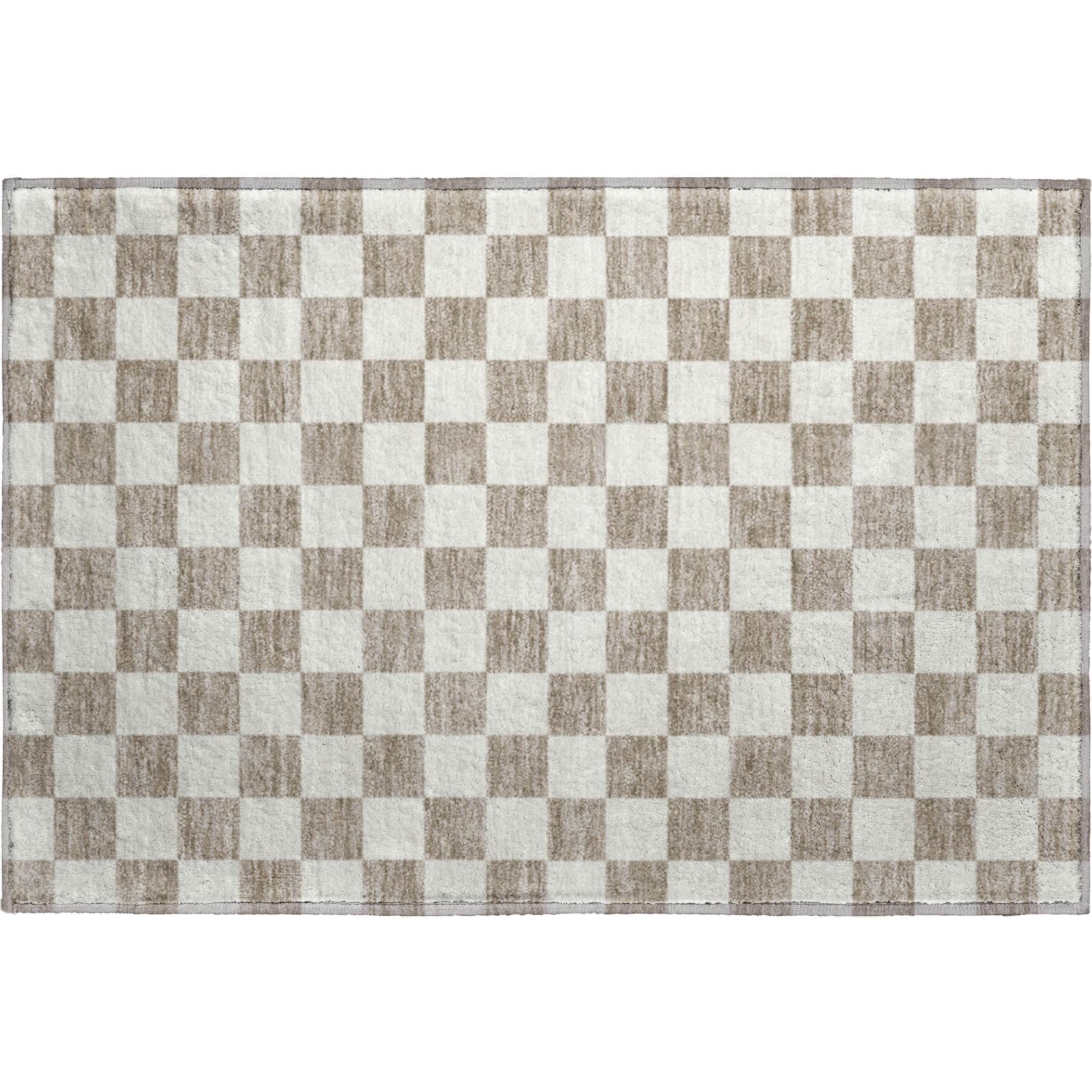 Luxury Washable Indoor/Outdoor Geometric TR7 Khaki Brown Rug 1'8" x 2'6" #shape_Rectangle