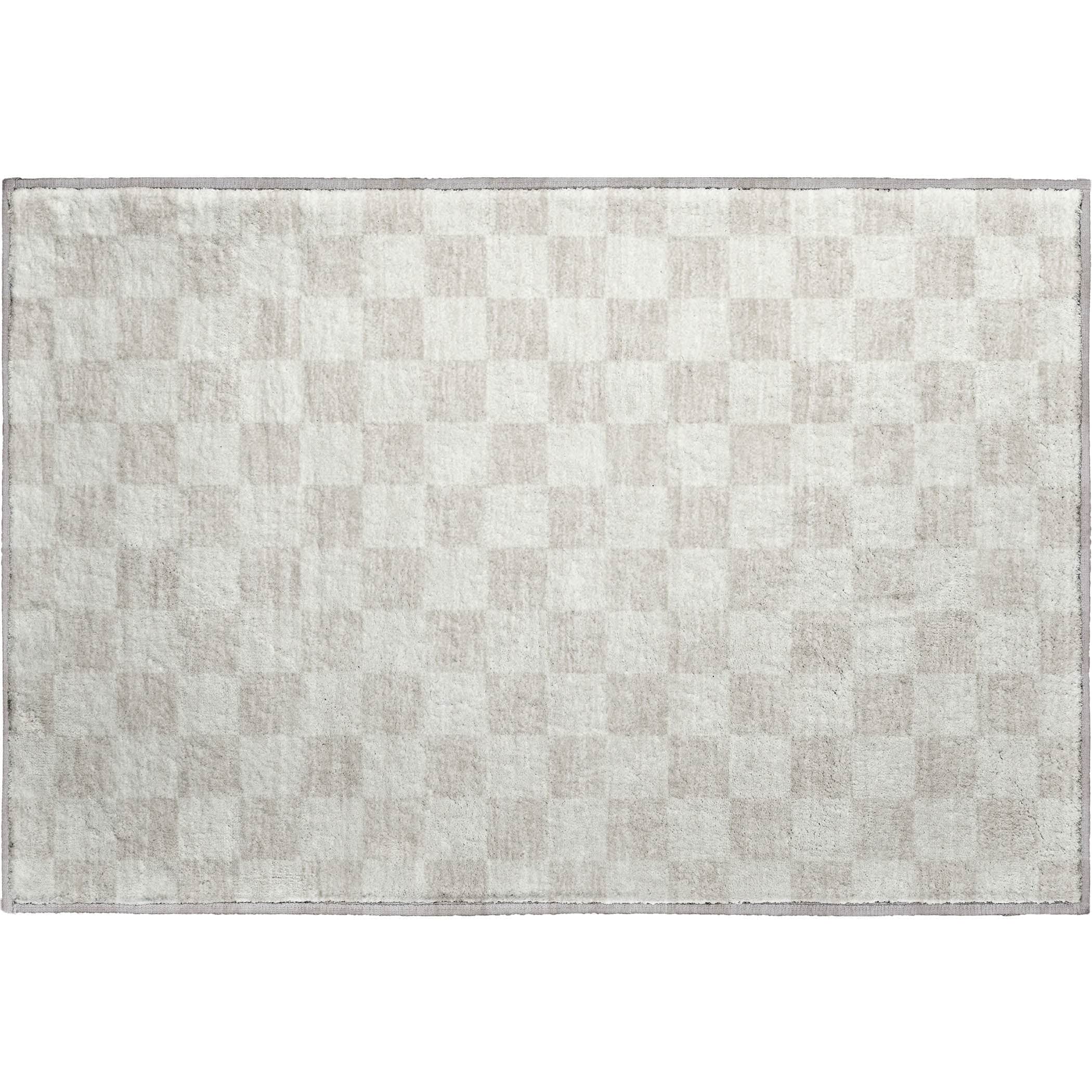 Luxury Washable Indoor/Outdoor Geometric TR7 Linen Ivory Rug 1'8" x 2'6" #shape_Rectangle