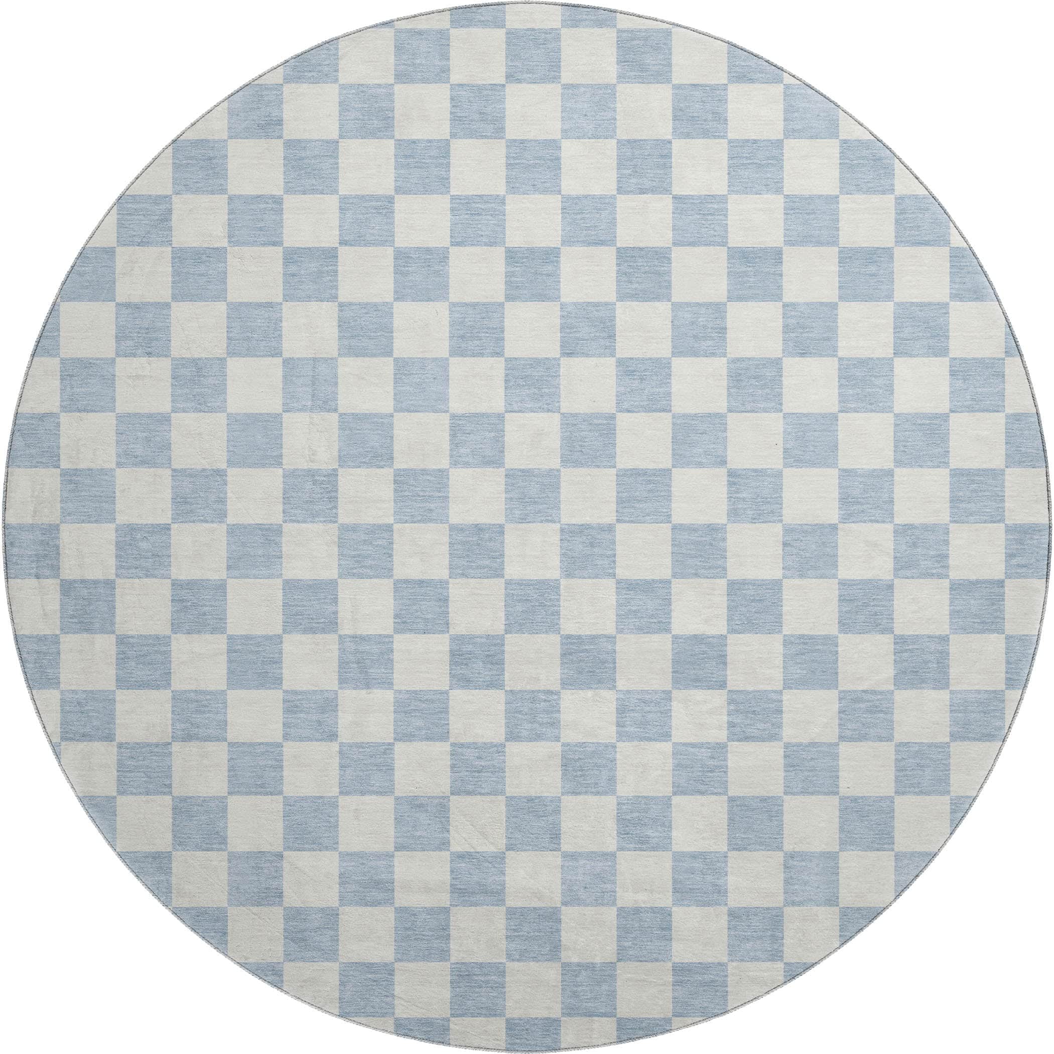 Luxury Washable Indoor/Outdoor Geometric TR7 Sky Blue Rug 8' x 8' #shape_Round