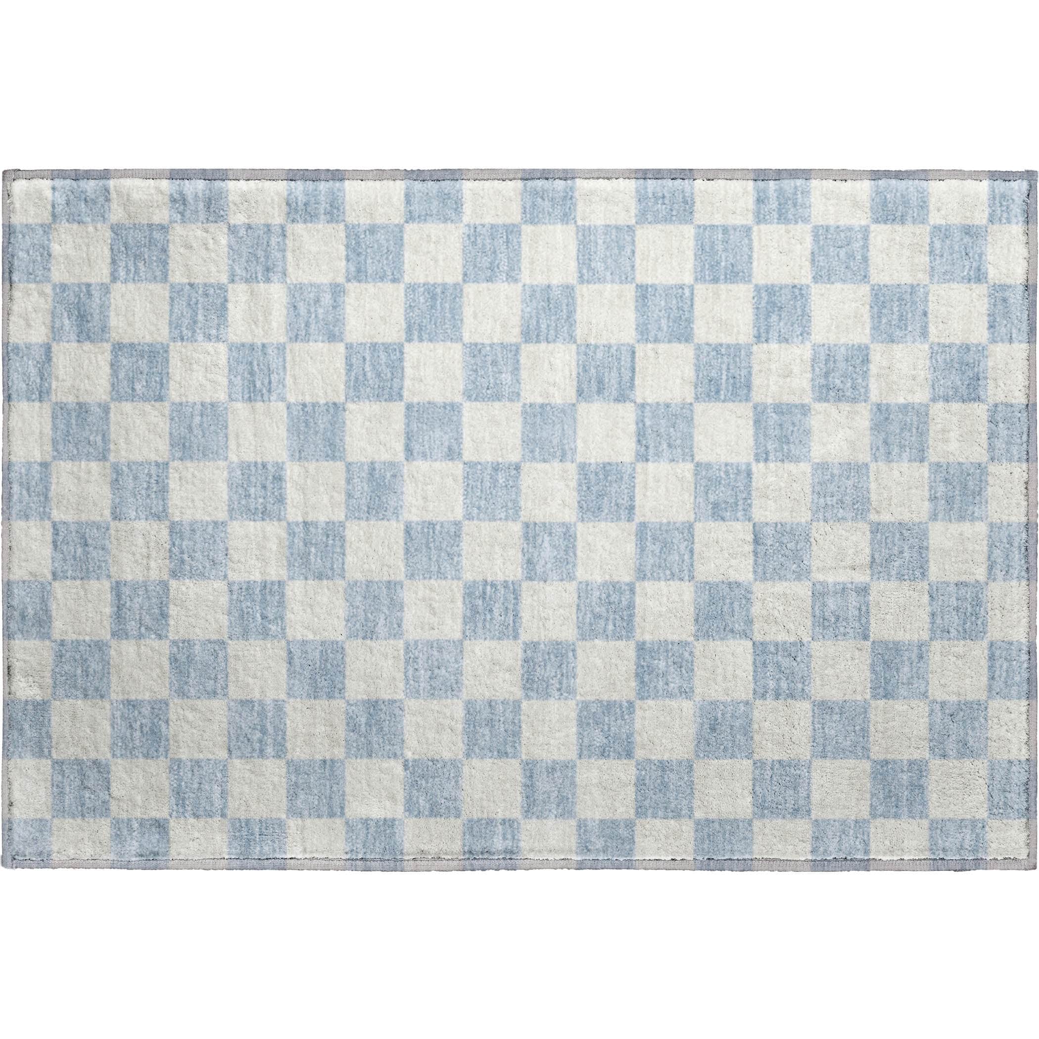 Luxury Washable Indoor/Outdoor Geometric TR7 Sky Blue Rug 1'8" x 2'6" #shape_Rectangle