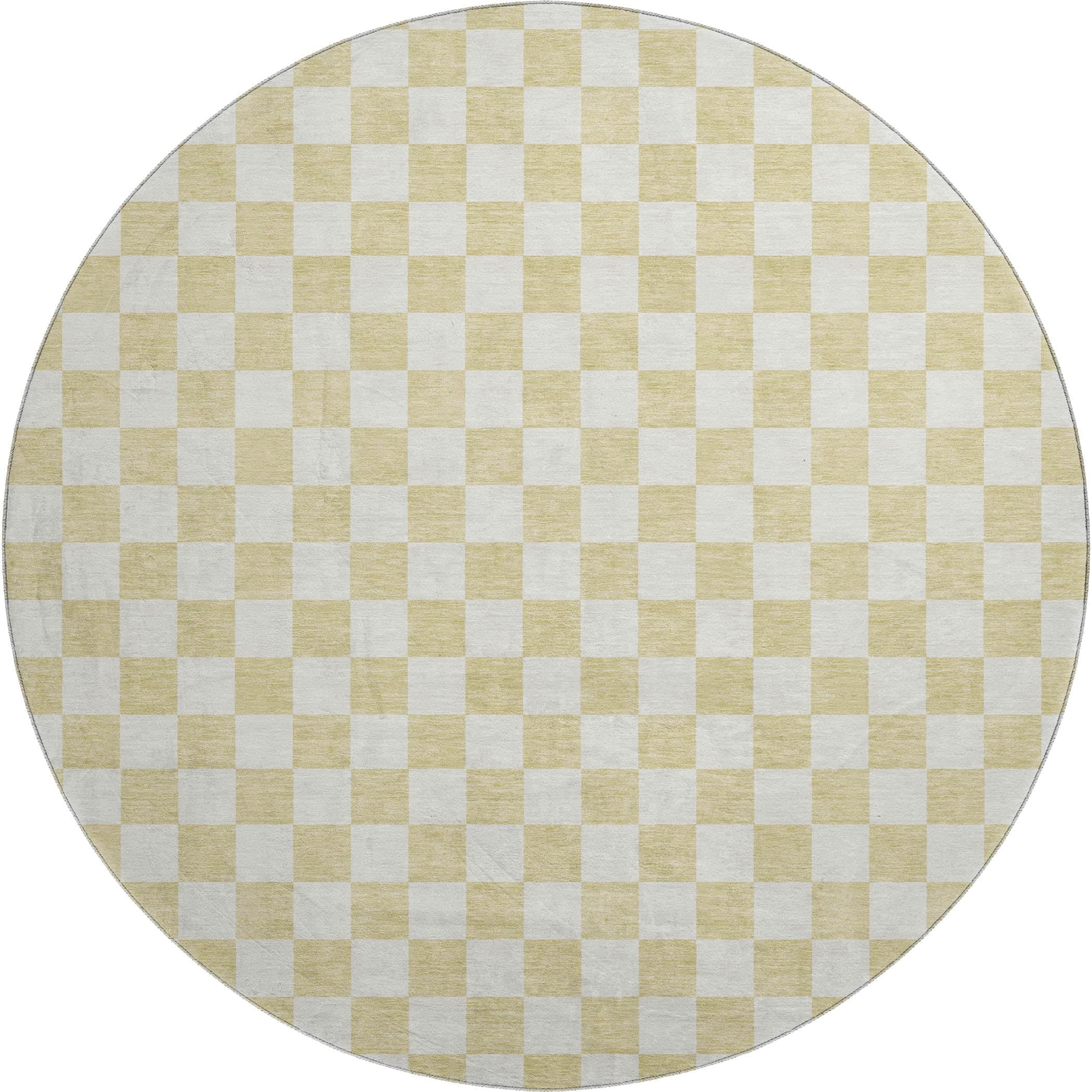 Luxury Washable Indoor/Outdoor Geometric TR7 Wheat Gold Rug 8' x 8' #shape_Round