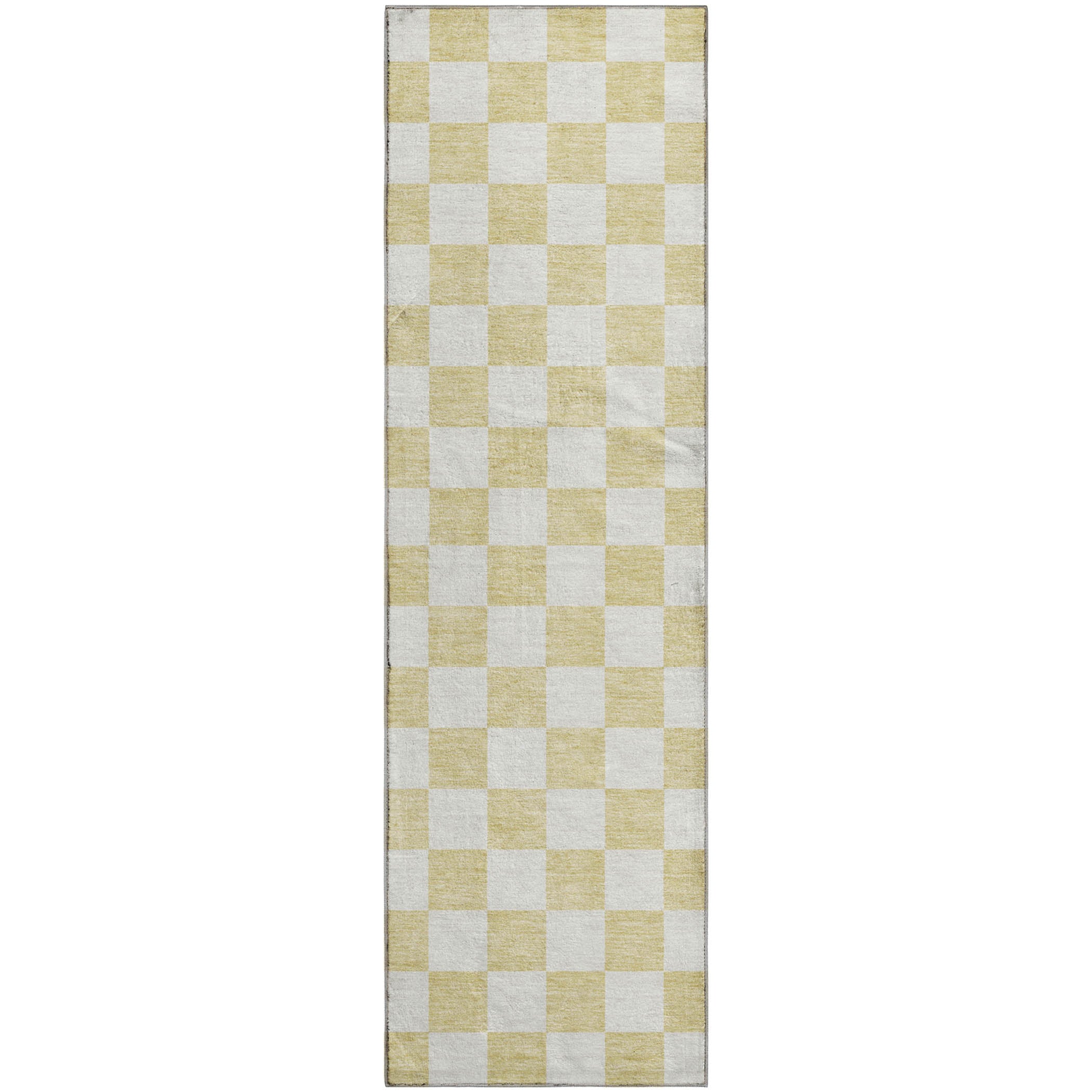 Luxury Washable Indoor/Outdoor Geometric TR7 Wheat Gold Rug 2'3" x 7'6" #shape_Runner