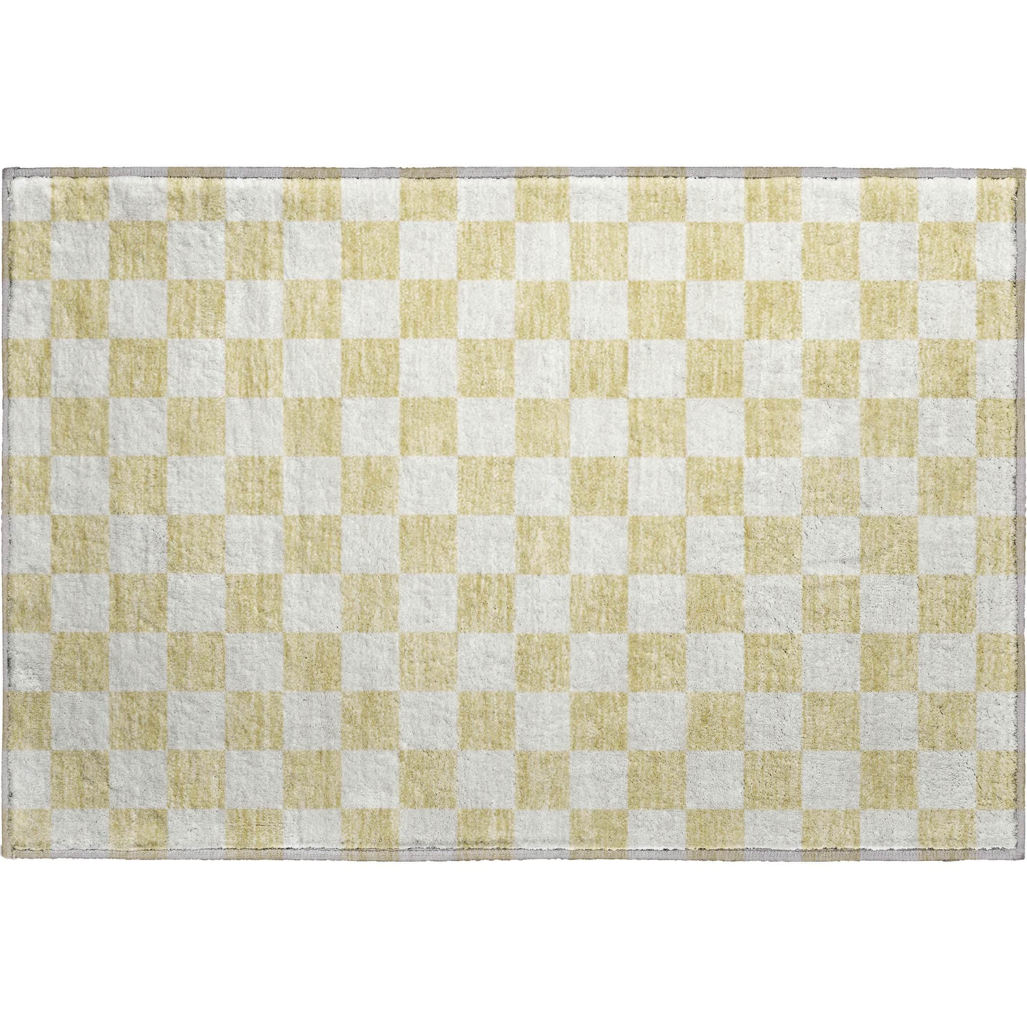 Luxury Washable Indoor/Outdoor Geometric TR7 Wheat Gold Rug 1'8" x 2'6" #shape_Rectangle