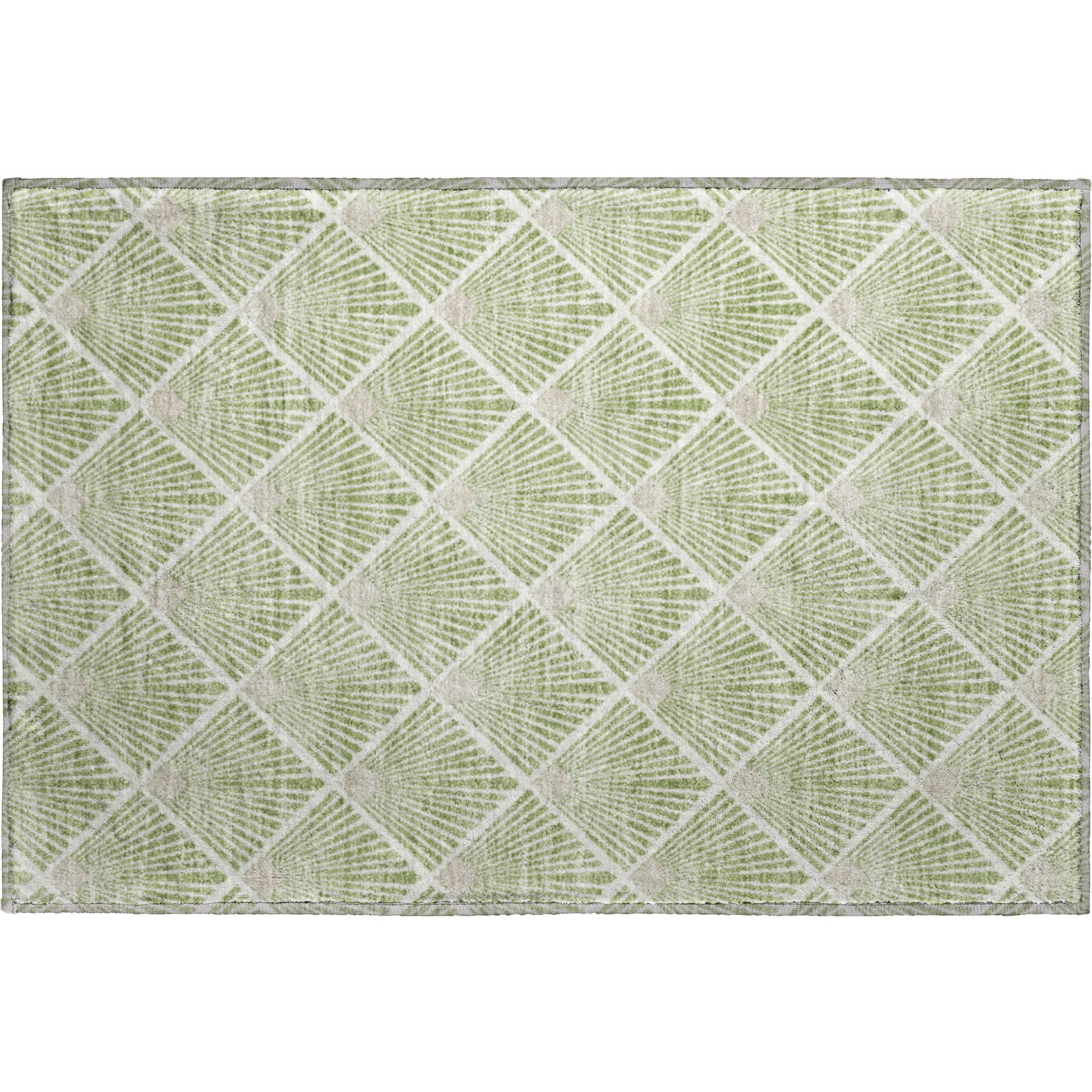 Luxury Washable Indoor/Outdoor Geometric TR9 Aloe Green Rug 1'8" x 2'6" #shape_Rectangle