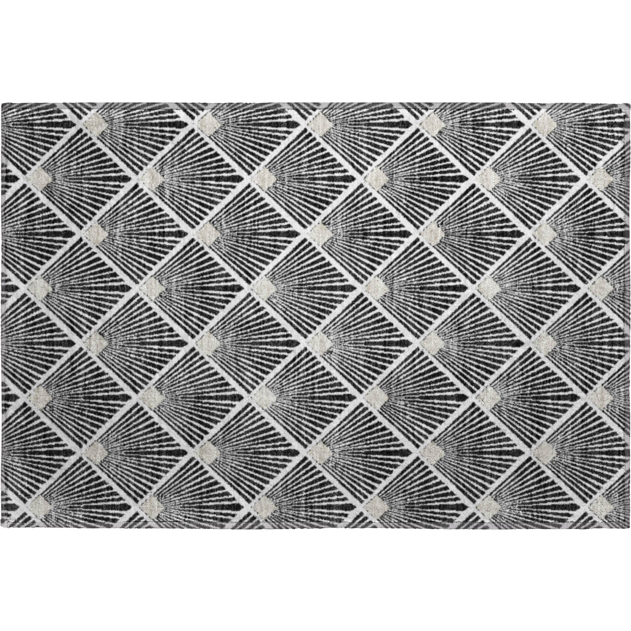 Luxury Washable Indoor/Outdoor Geometric TR9 Black Rug 1'8" x 2'6" #shape_Rectangle
