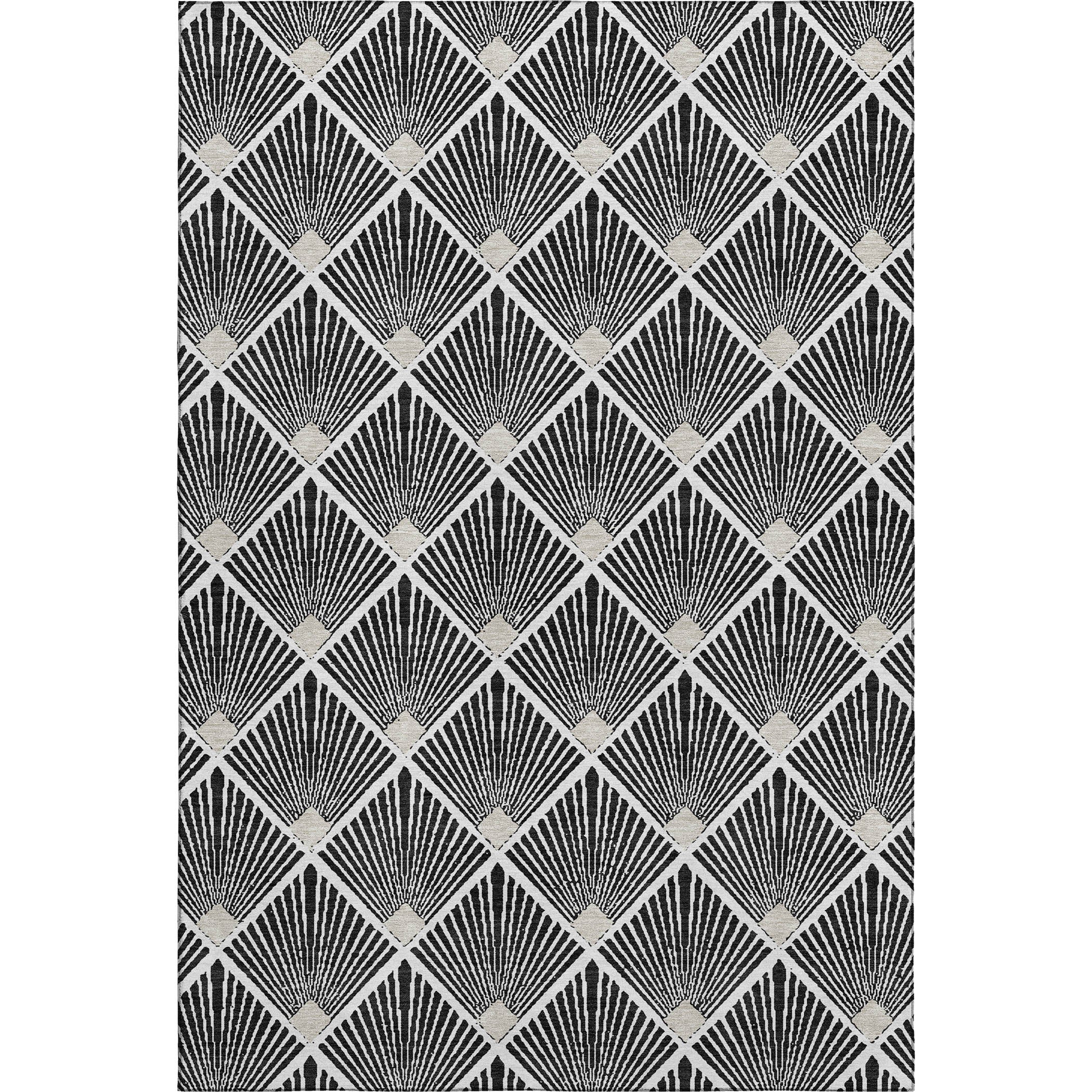 Luxury Washable Indoor/Outdoor Geometric TR9 Black Rug 2'6" x 3'10" #shape_Rectangle